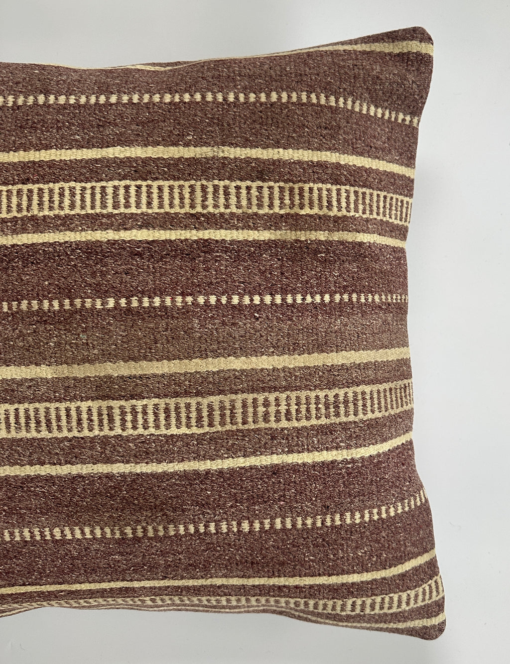 Handmade Striped Brown Turkish Cushion Cover 16''x16'' / 40x40 CM