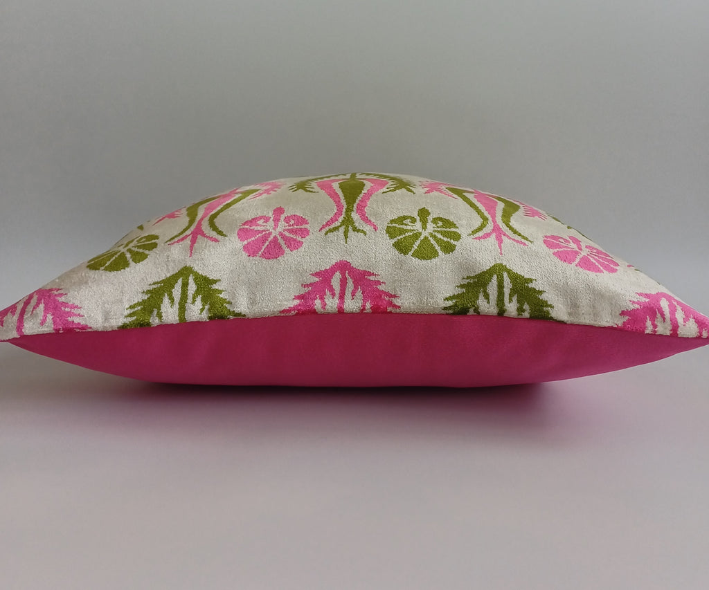 Pink Silk Velvet Tulip Cushion Cover 16''x16'' / 40x40 CM