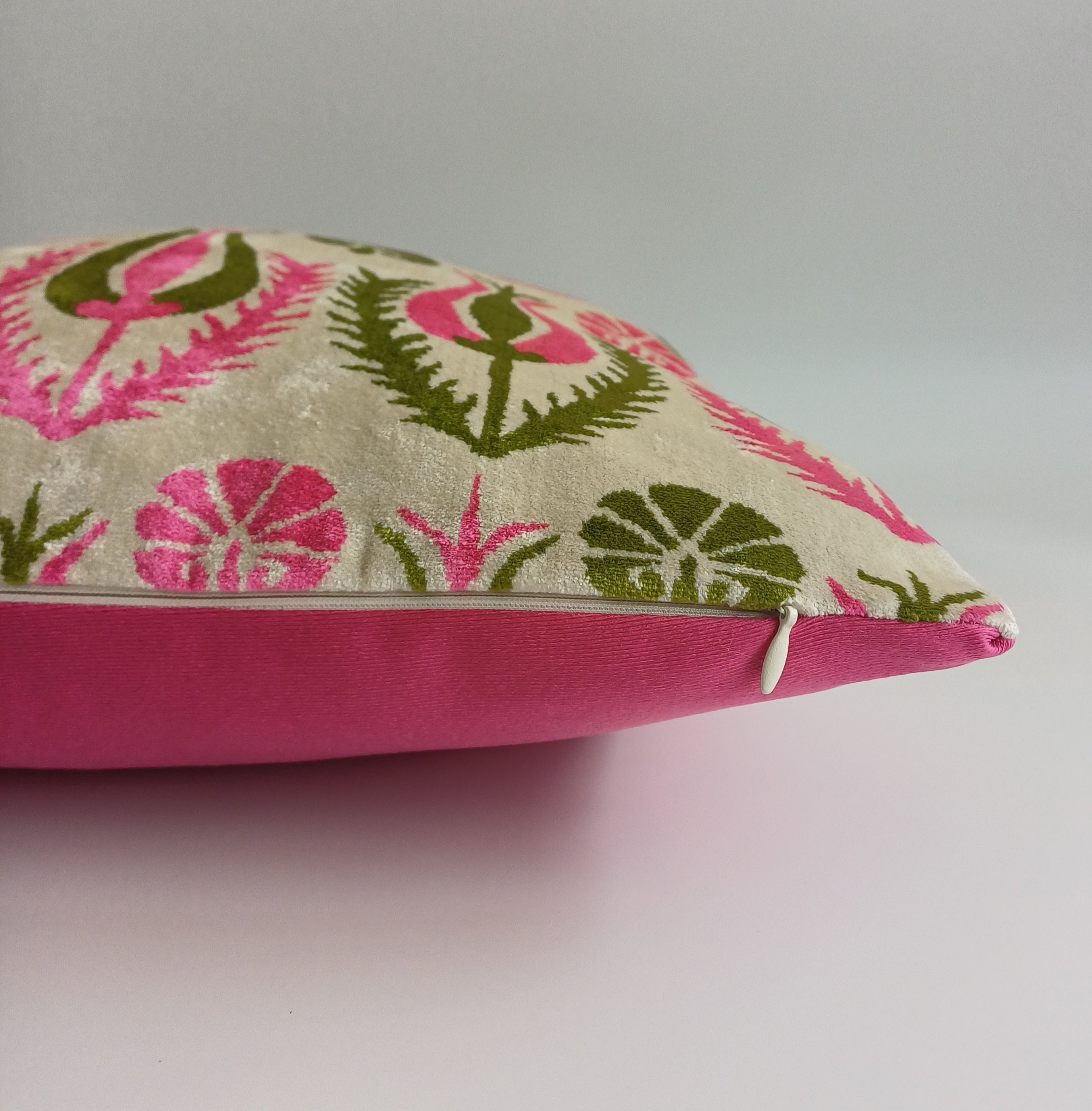 Pink Silk Velvet Tulip Cushion Cover 16''x16'' / 40x40 CM