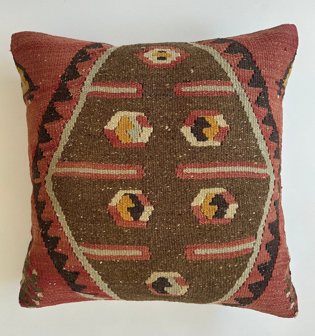 Handmade Multicolour Turkish Rug Cushion Cover 20''x20'' / 50x50 CM