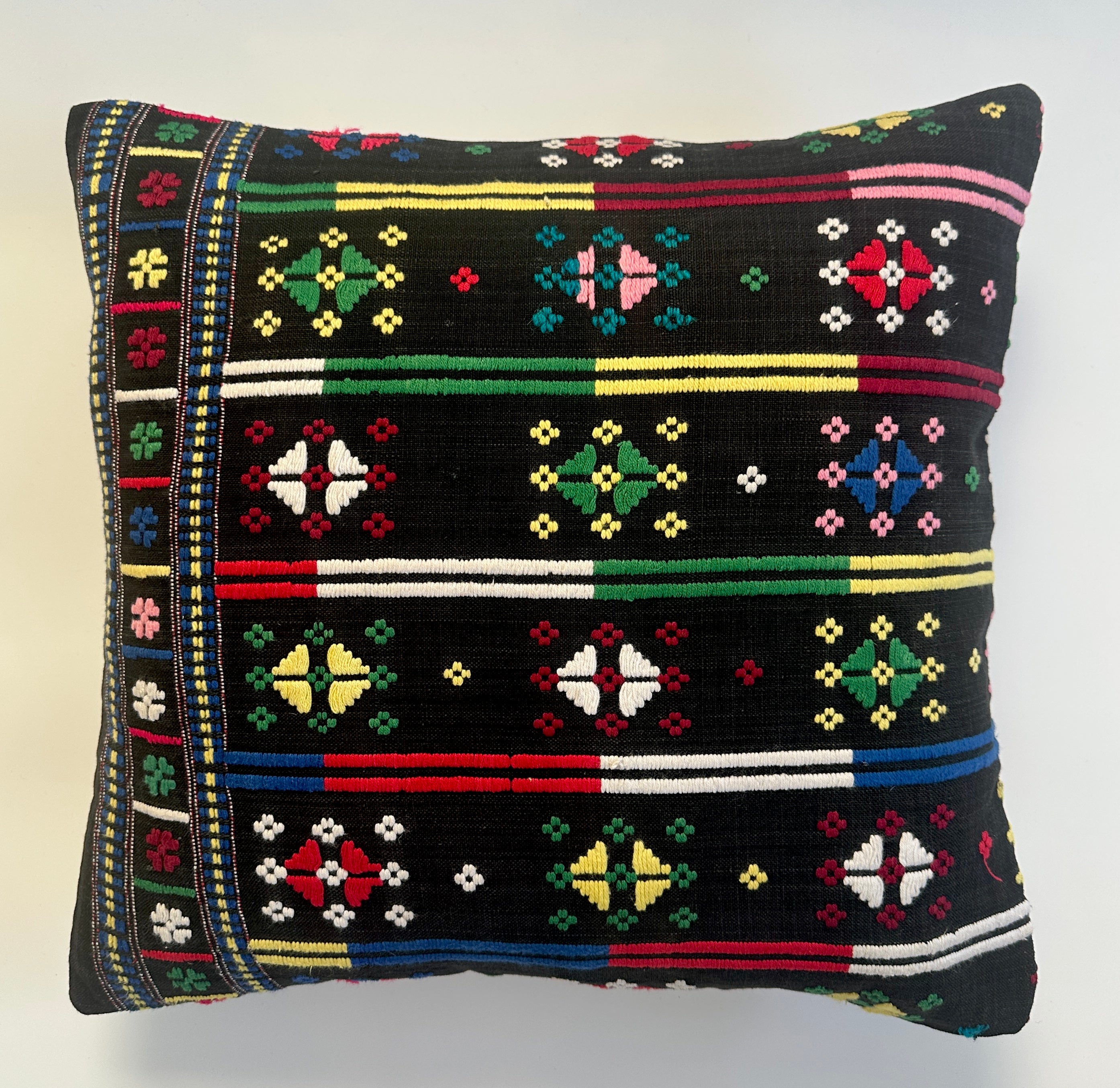 Handmade Embroidered Suzani Style Cushion Cover 16''x16'' / 41x38 CM