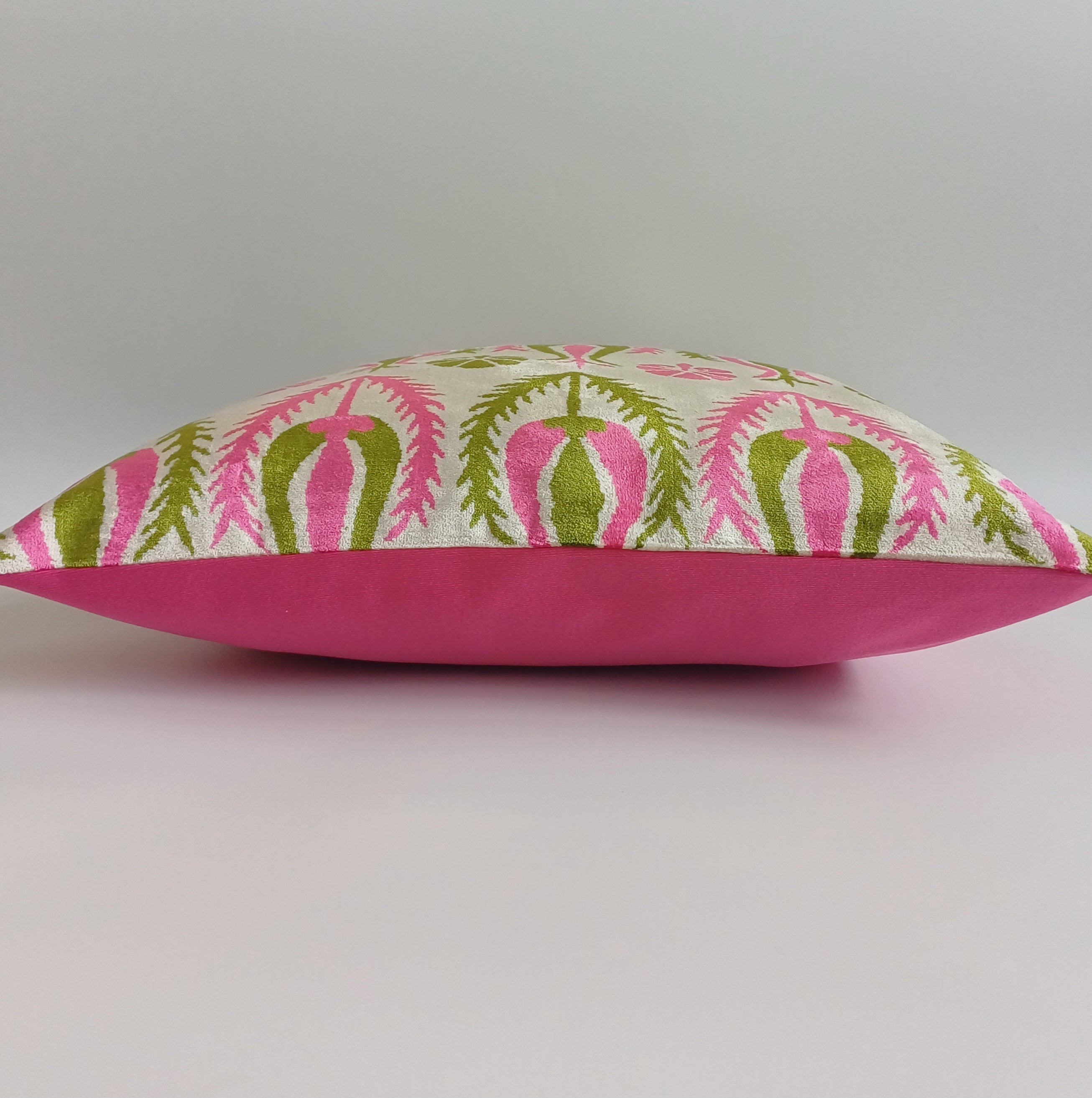 Pink Silk Velvet Tulip Cushion Cover 16''x16'' / 40x40 CM