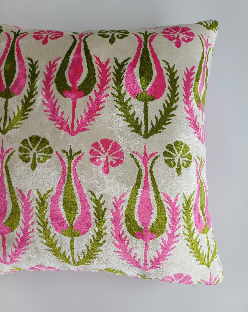 Pink Silk Velvet Tulip Cushion Cover 16''x16'' / 40x40 CM