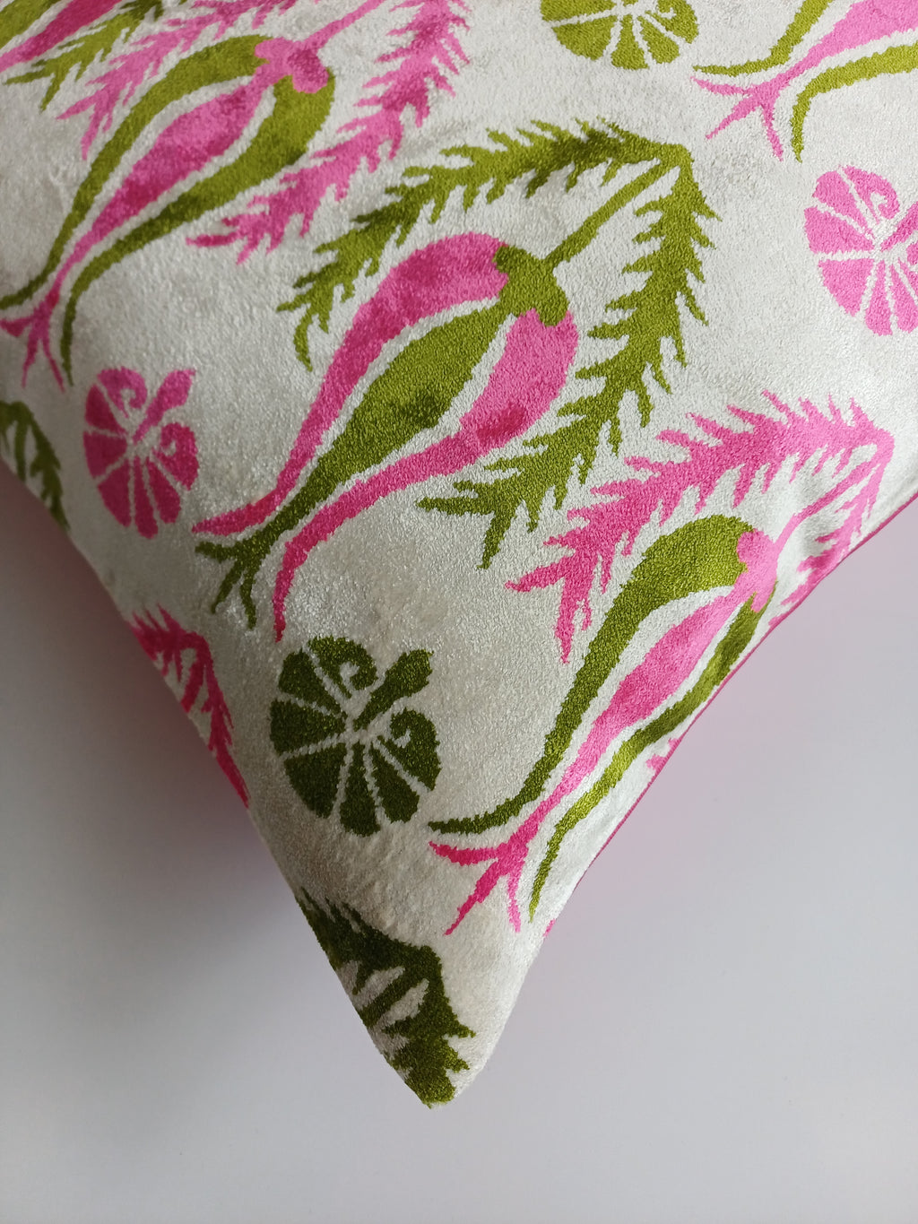 Pink Silk Velvet Tulip Cushion Cover 16''x16'' / 40x40 CM