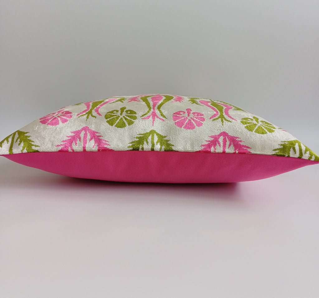 Pink Silk Velvet Tulip Cushion Cover 16''x16'' / 40x40 CM