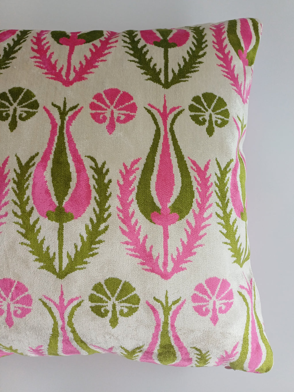 Pink Silk Velvet Tulip Cushion Cover 16''x16'' / 40x40 CM