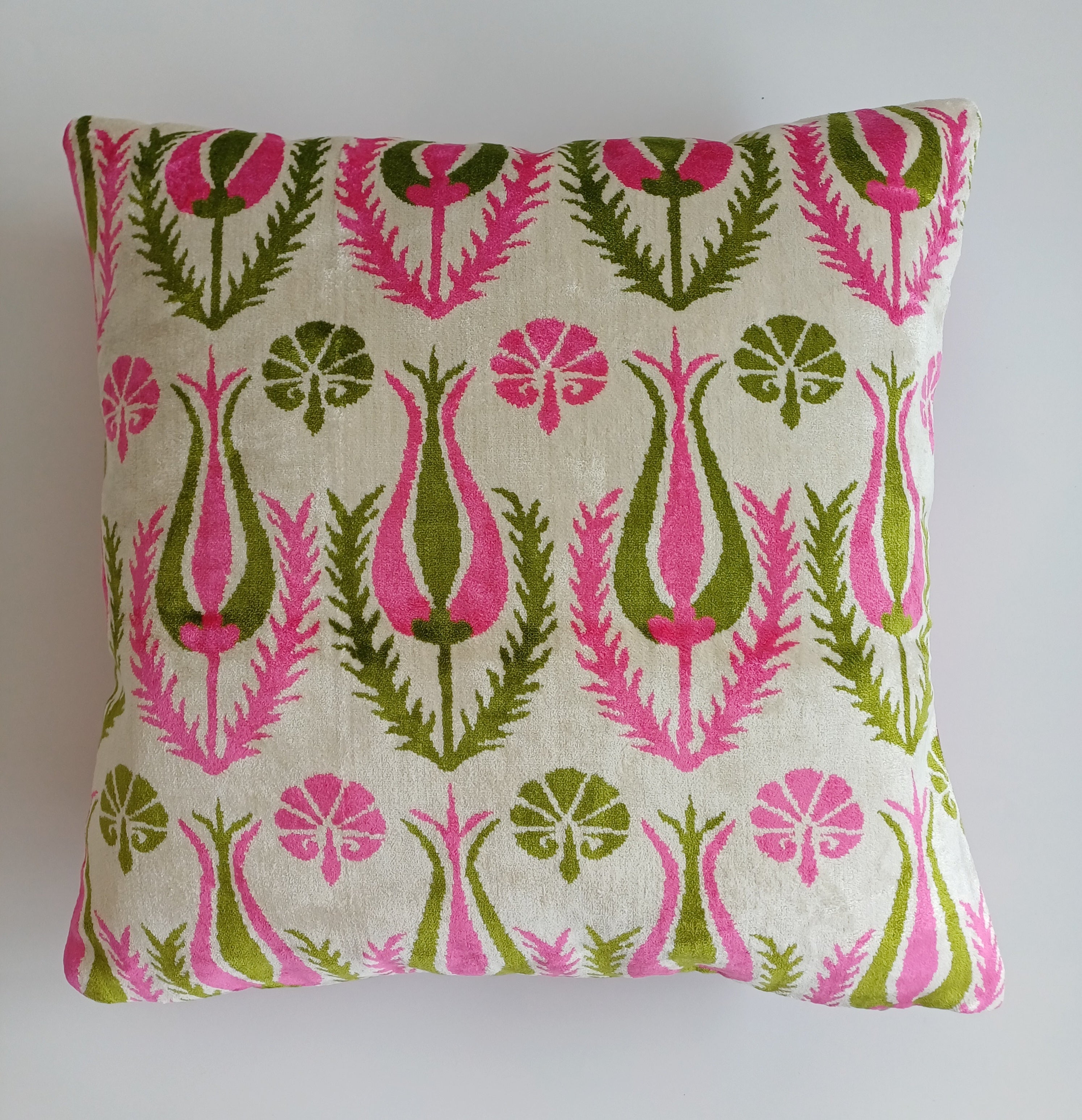 Pink Silk Velvet Tulip Cushion Cover 16''x16'' / 40x40 CM