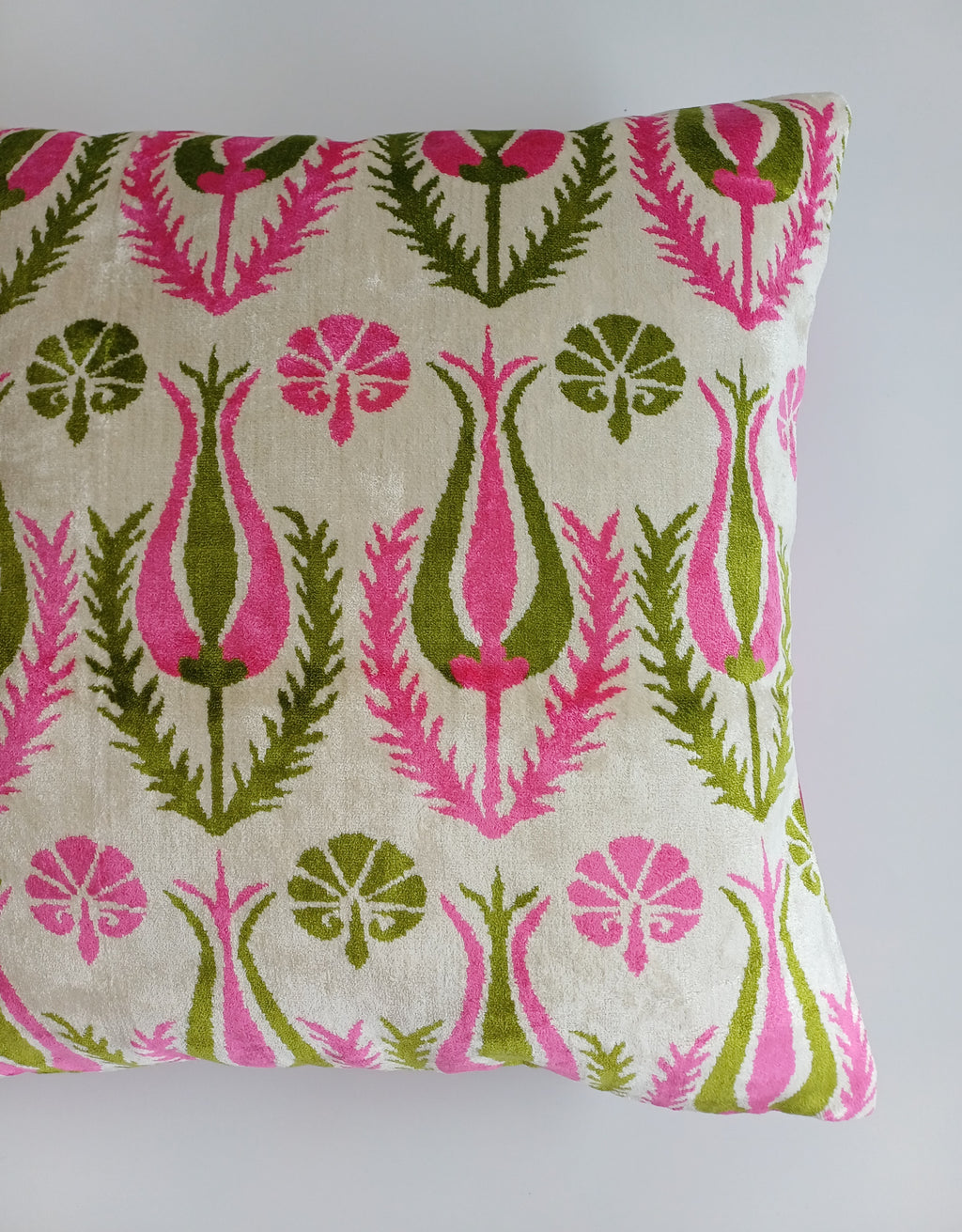 Pink Silk Velvet Tulip Cushion Cover 16''x16'' / 40x40 CM