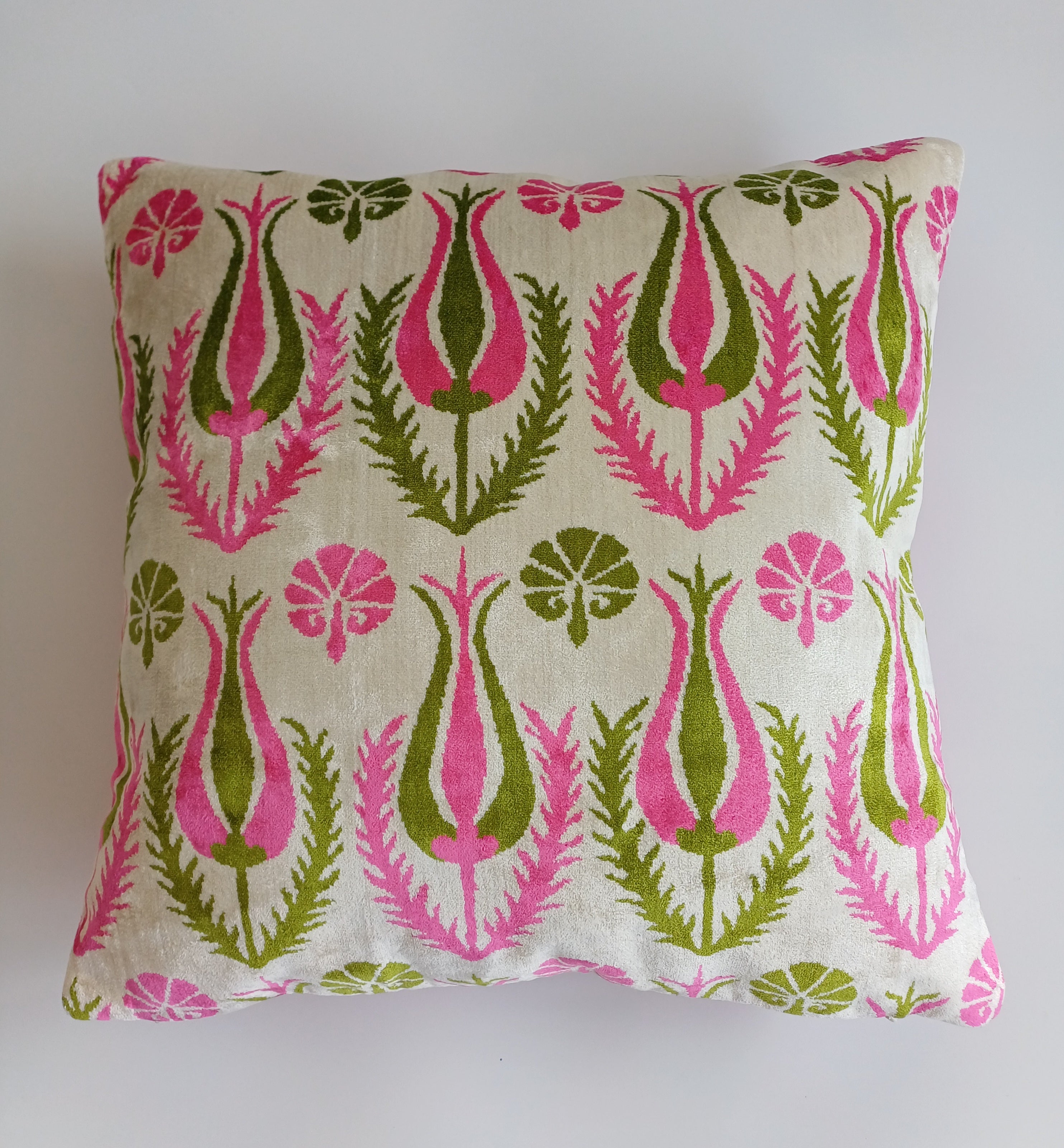 Pink Silk Velvet Tulip Cushion Cover 16''x16'' / 40x40 CM