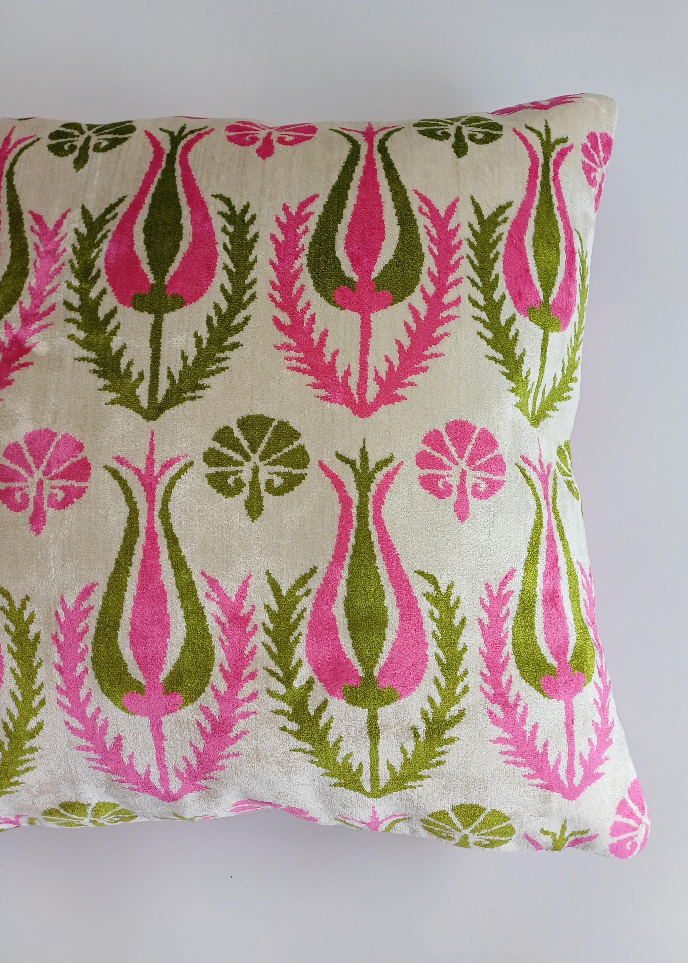 Pink Silk Velvet Tulip Cushion Cover 16''x16'' / 40x40 CM