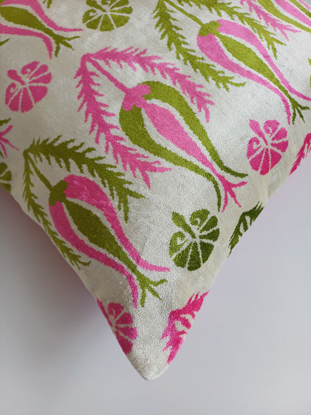 Pink Silk Velvet Tulip Cushion Cover 16''x16'' / 40x40 CM