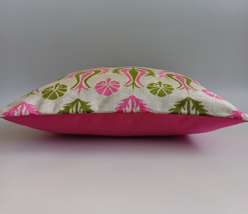 Pink Silk Velvet Tulip Cushion Cover 16''x16'' / 40x40 CM