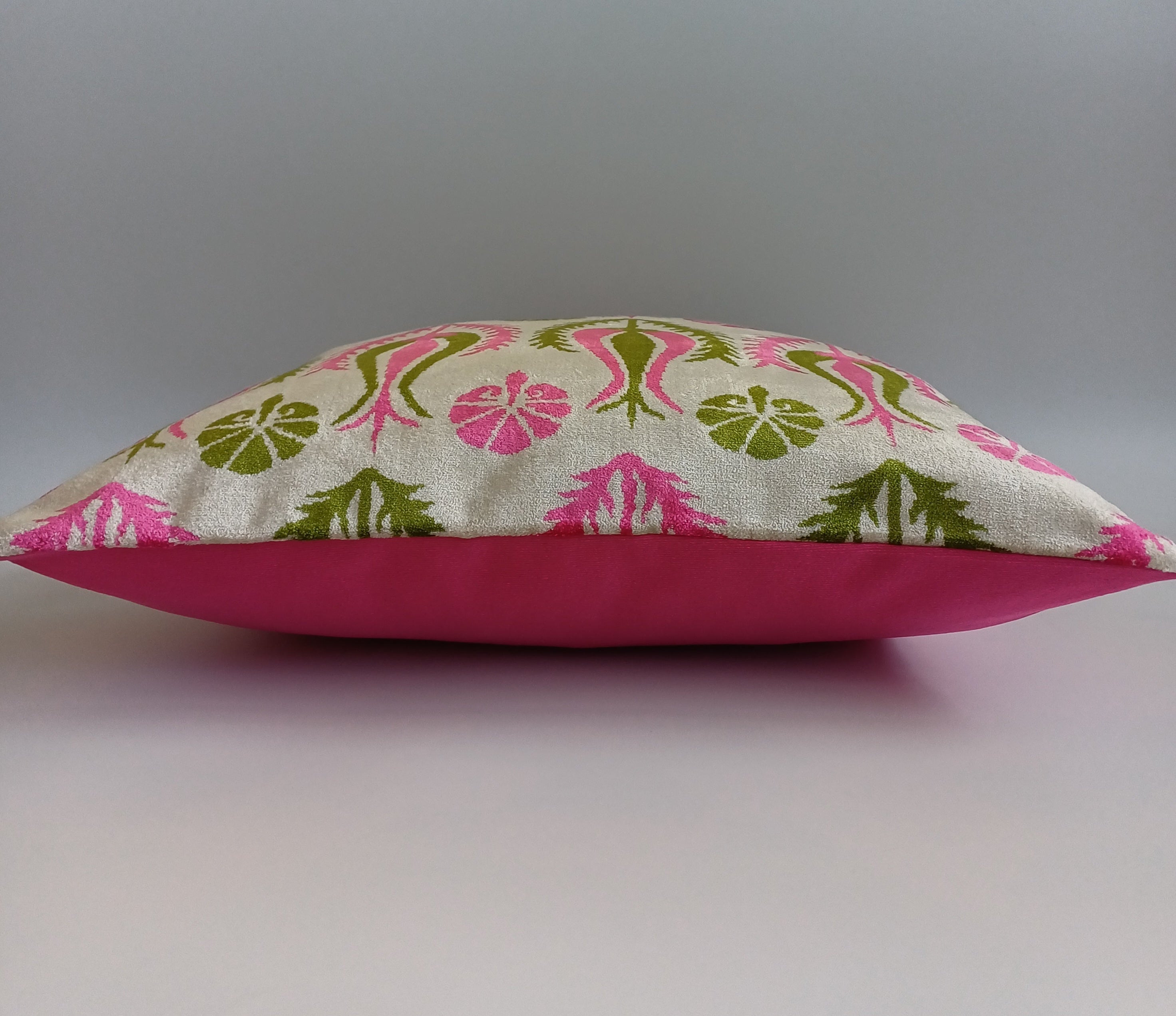 Pink Silk Velvet Tulip Cushion Cover 16''x16'' / 40x40 CM