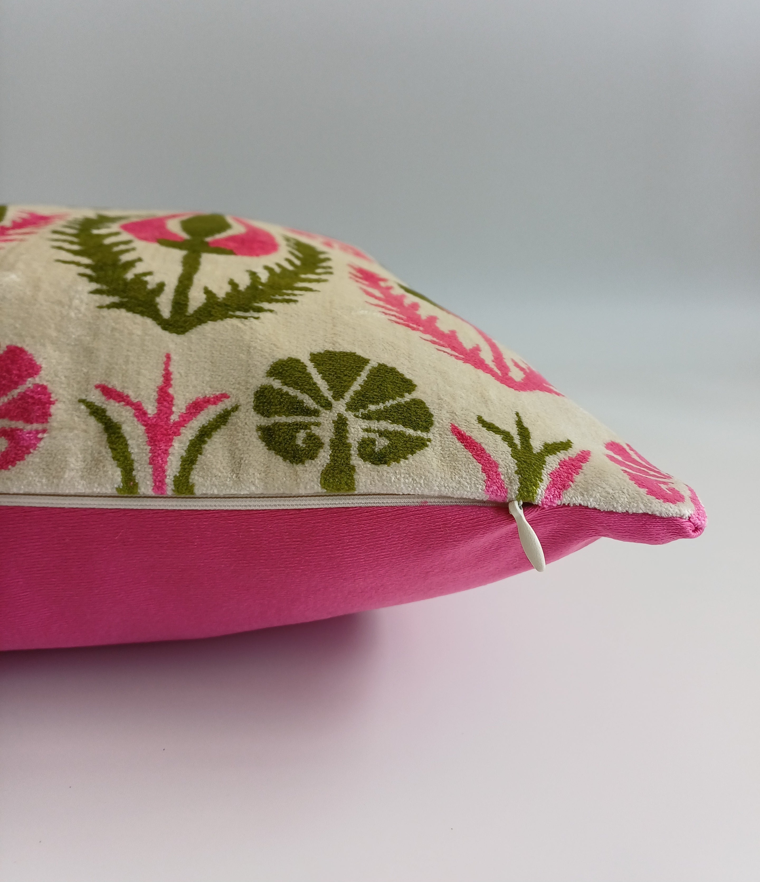 Pink Silk Velvet Tulip Cushion Cover 16''x16'' / 40x40 CM