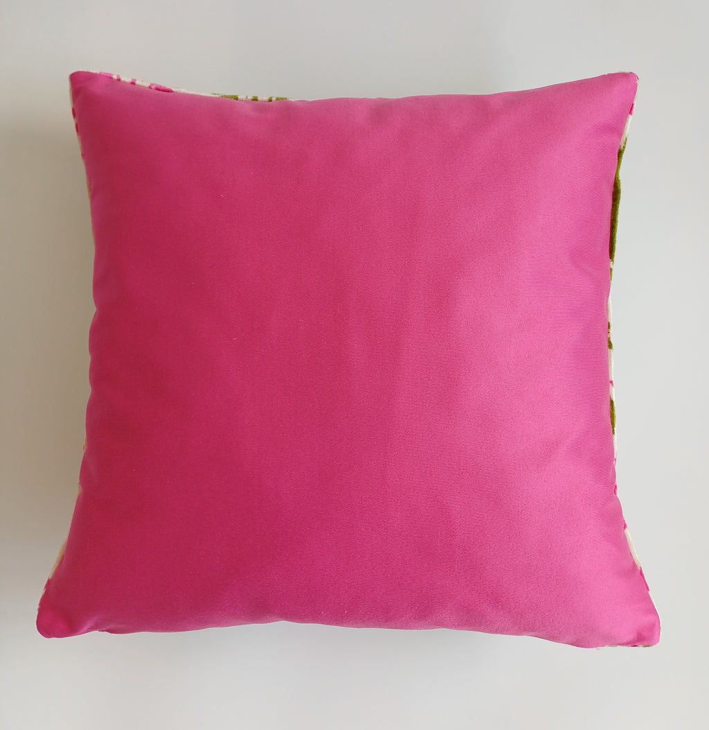 Pink Silk Velvet Tulip Cushion Cover 16''x16'' / 40x40 CM