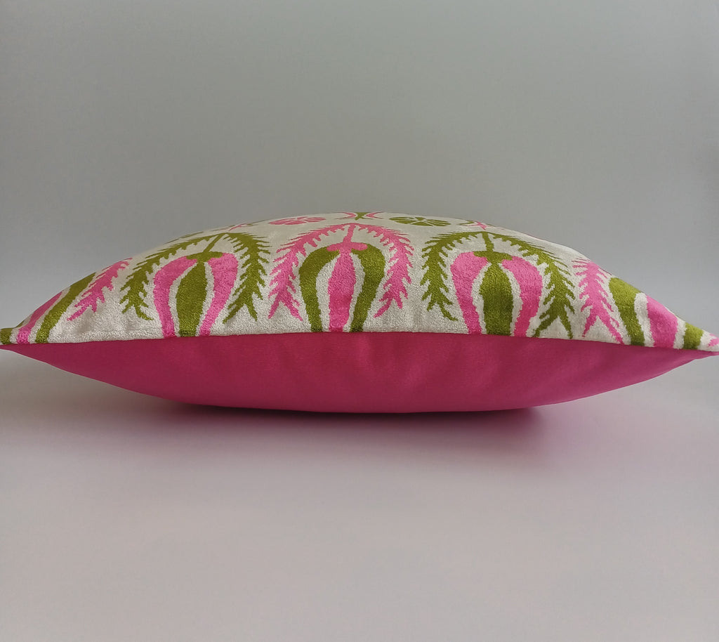Pink Silk Velvet Tulip Cushion Cover 16''x16'' / 40x40 CM