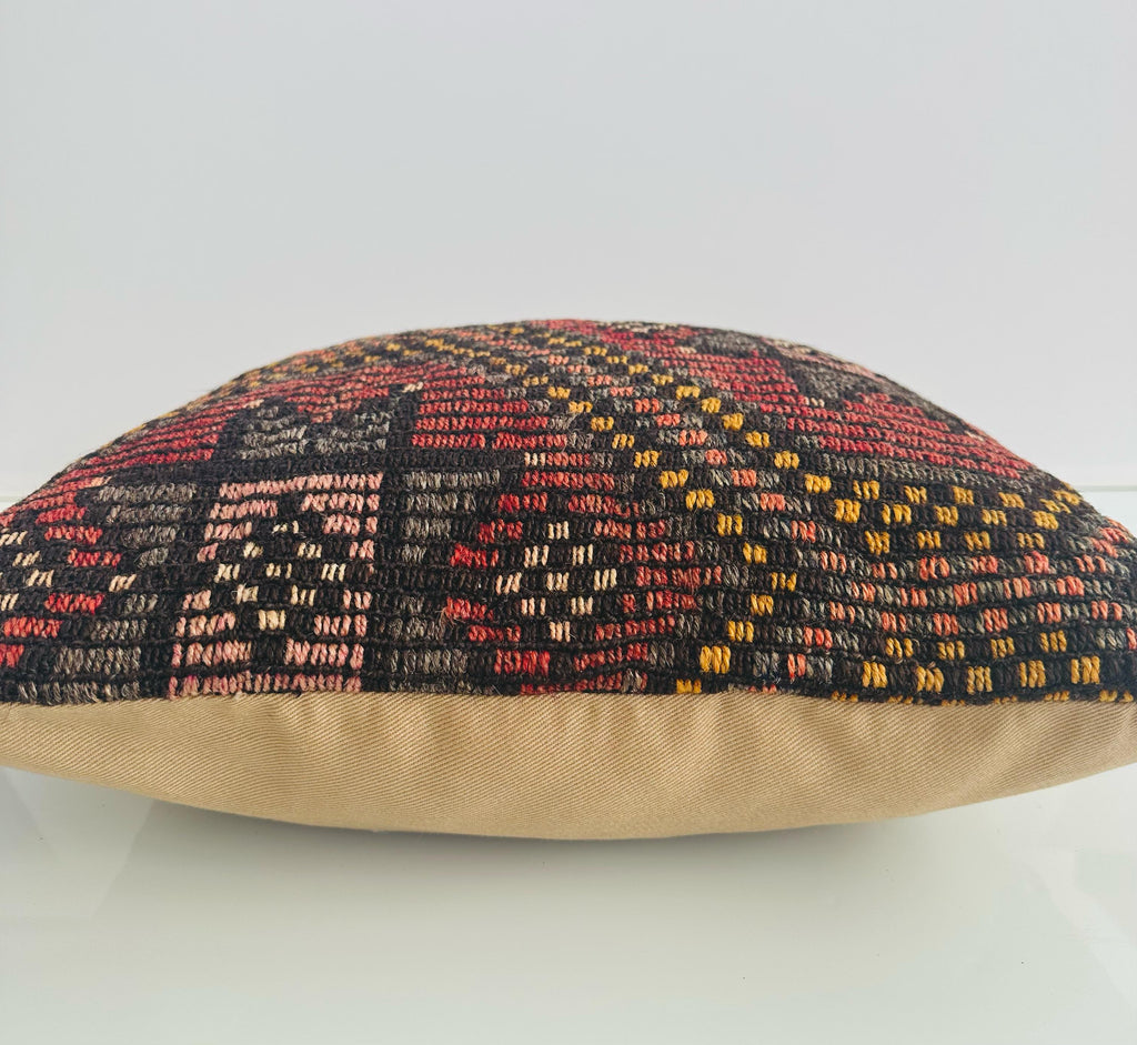 Handmade Turkish Rug Cushion Cover 16''x16'' / 40x40 CM