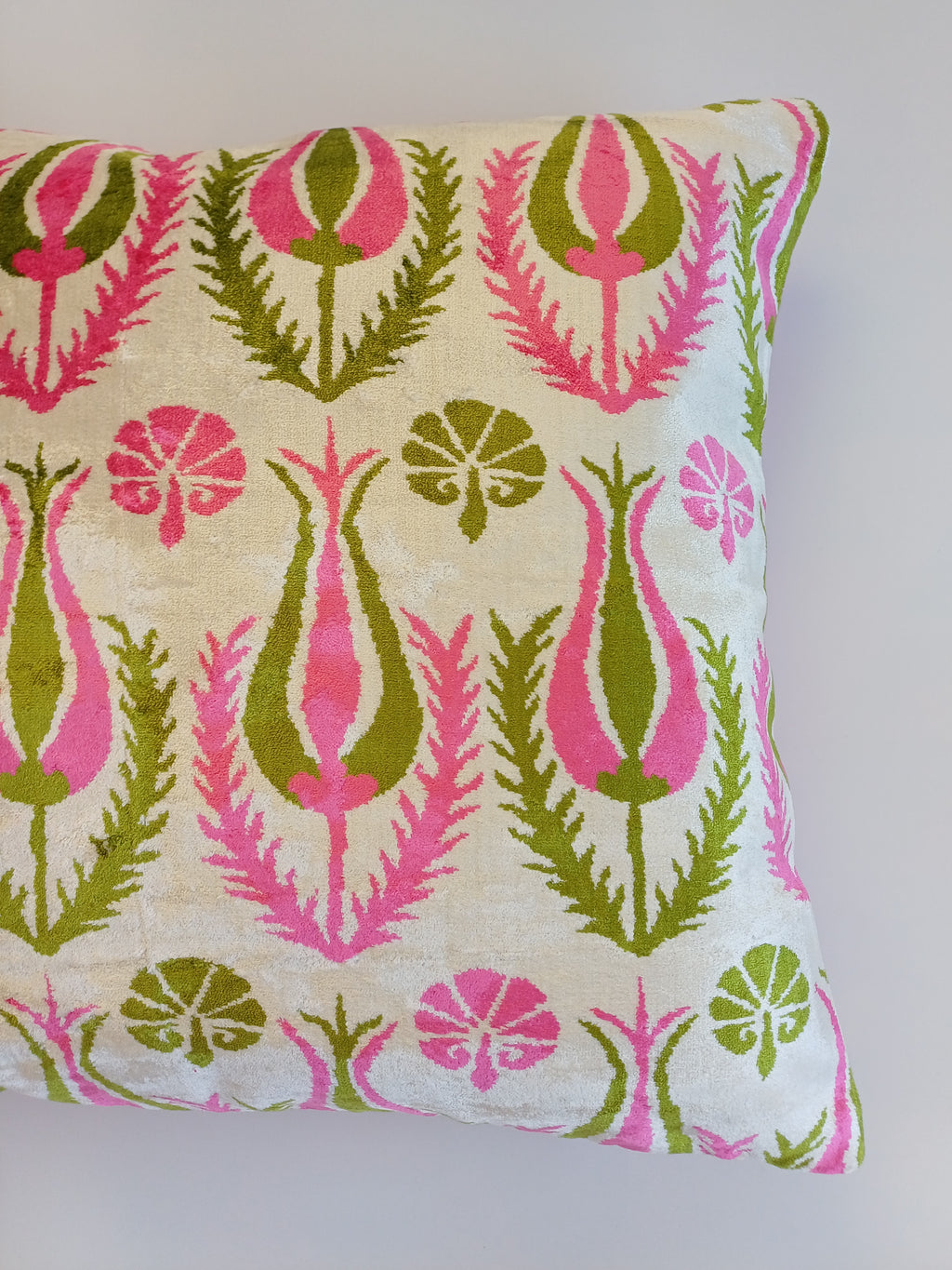 Pink Silk Velvet Tulip Cushion Cover 16''x16'' / 40x40 CM