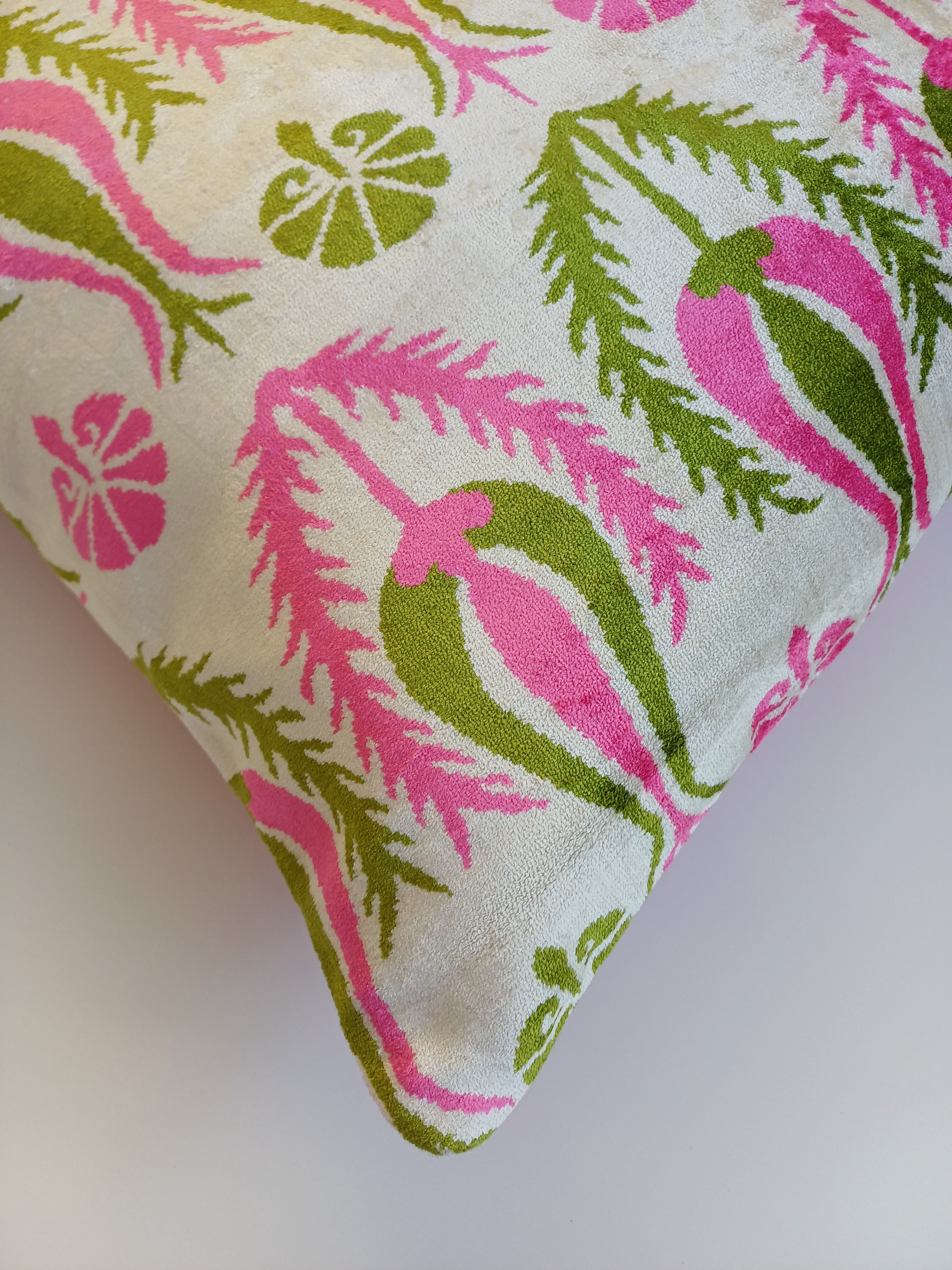 Pink Silk Velvet Tulip Cushion Cover 16''x16'' / 40x40 CM