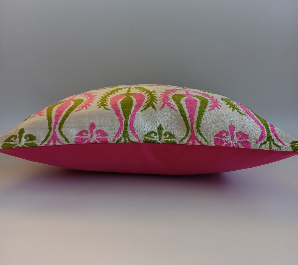 Pink Silk Velvet Tulip Cushion Cover 16''x16'' / 40x40 CM