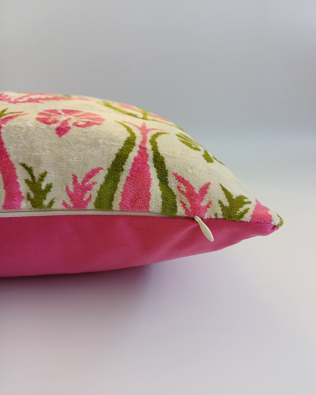Pink Silk Velvet Tulip Cushion Cover 16''x16'' / 40x40 CM