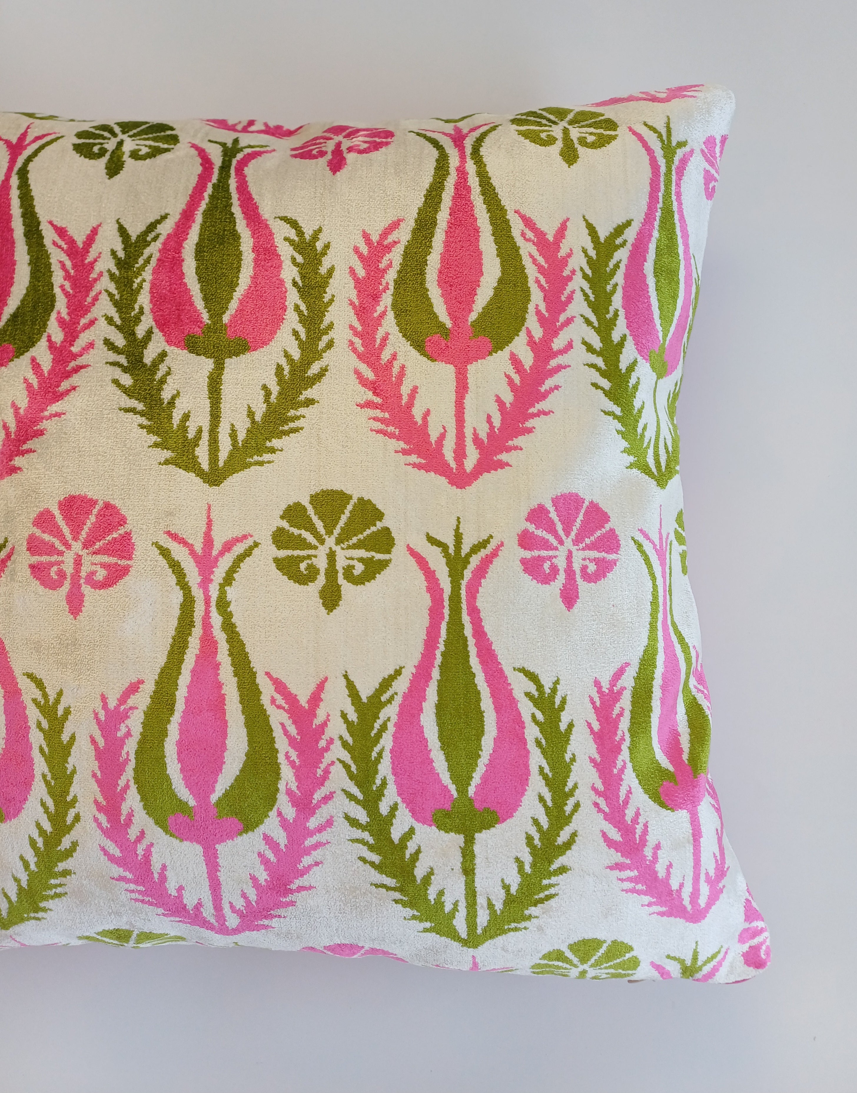 Pink Silk Velvet Tulip Cushion Cover 16''x16'' / 40x40 CM