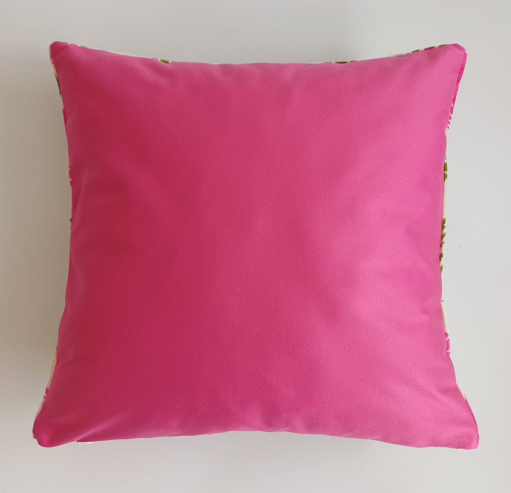 Pink Silk Velvet Tulip Cushion Cover 16''x16'' / 40x40 CM