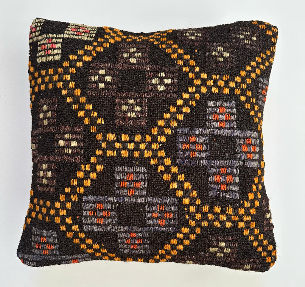 Handmade Multicoloured Turkish Rug Cushion 16''x16'' / 40x40 CM