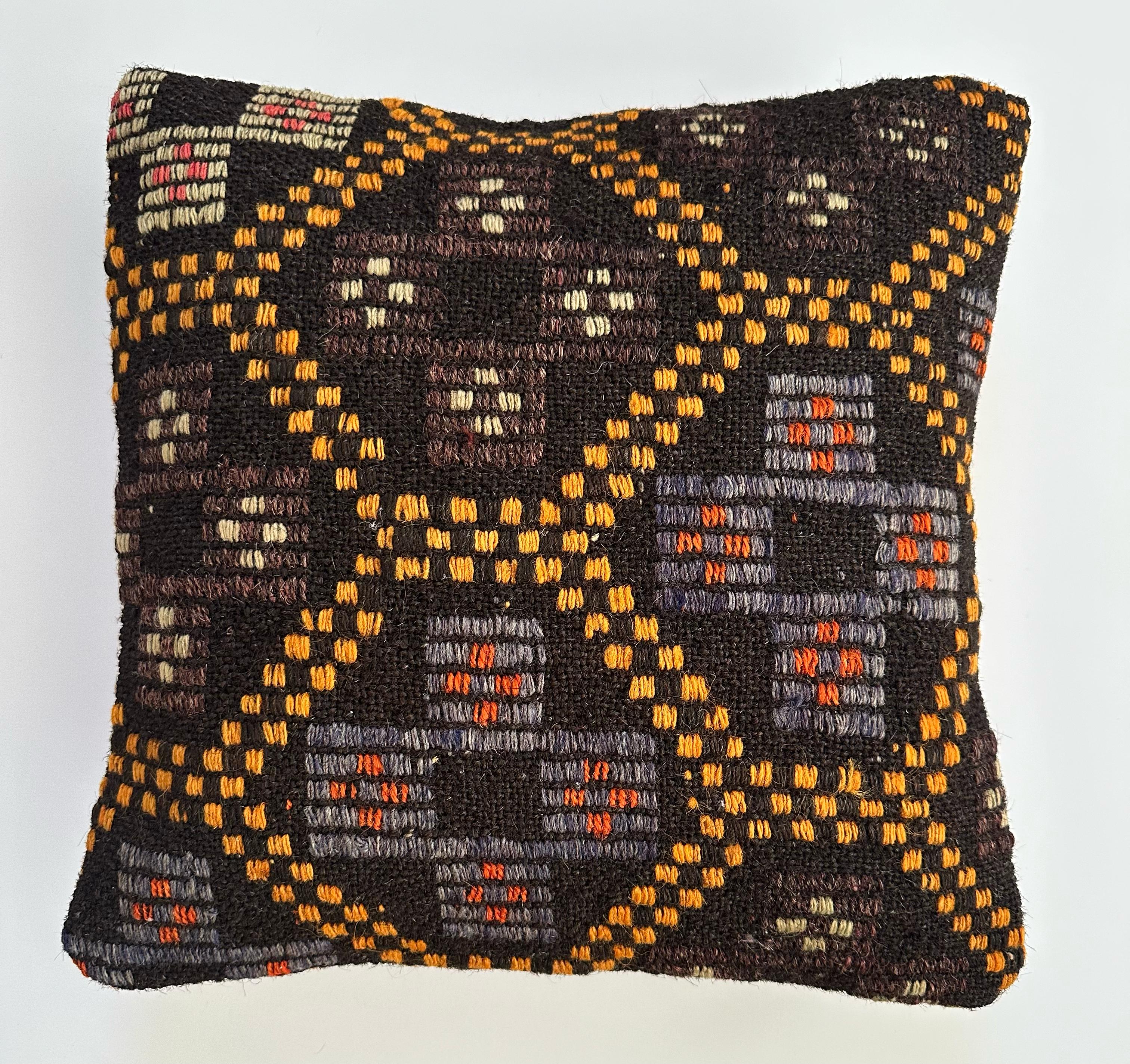 Handmade Multicoloured Turkish Rug Cushion 16''x16'' / 40x40 CM