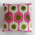 Pink Silk Velvet Ogival Ikat Cushion Cover 16''x16'' / 40x40 CM