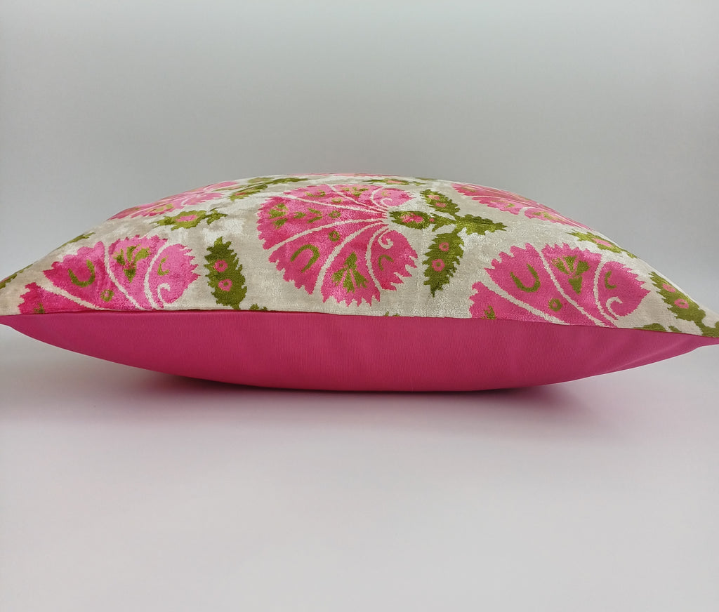 Pink Carnations Velvet Cushion Cover 20''x20'' / 50x50 CM