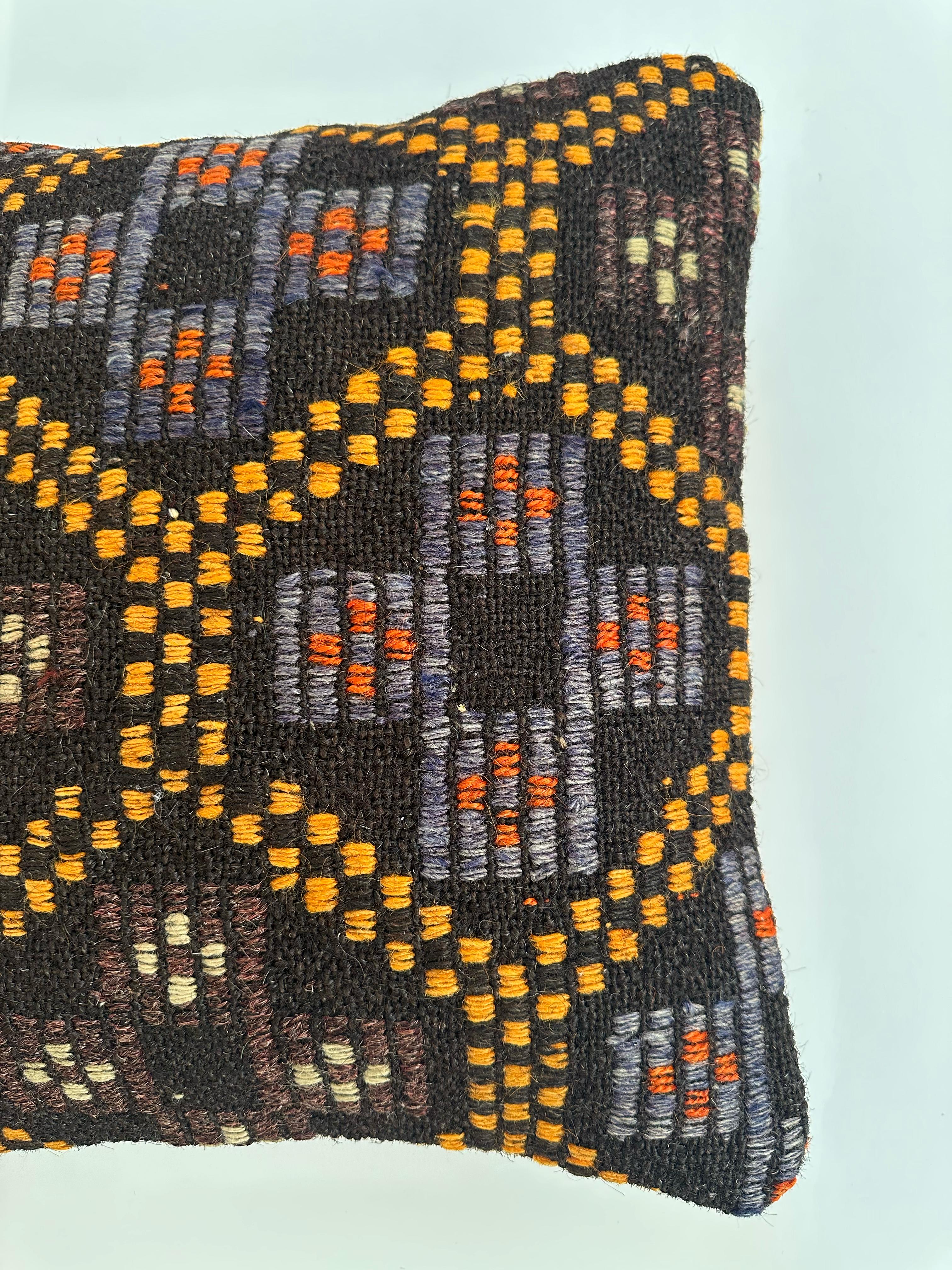 Handmade Multicoloured Turkish Rug Cushion 16''x16'' / 40x40 CM