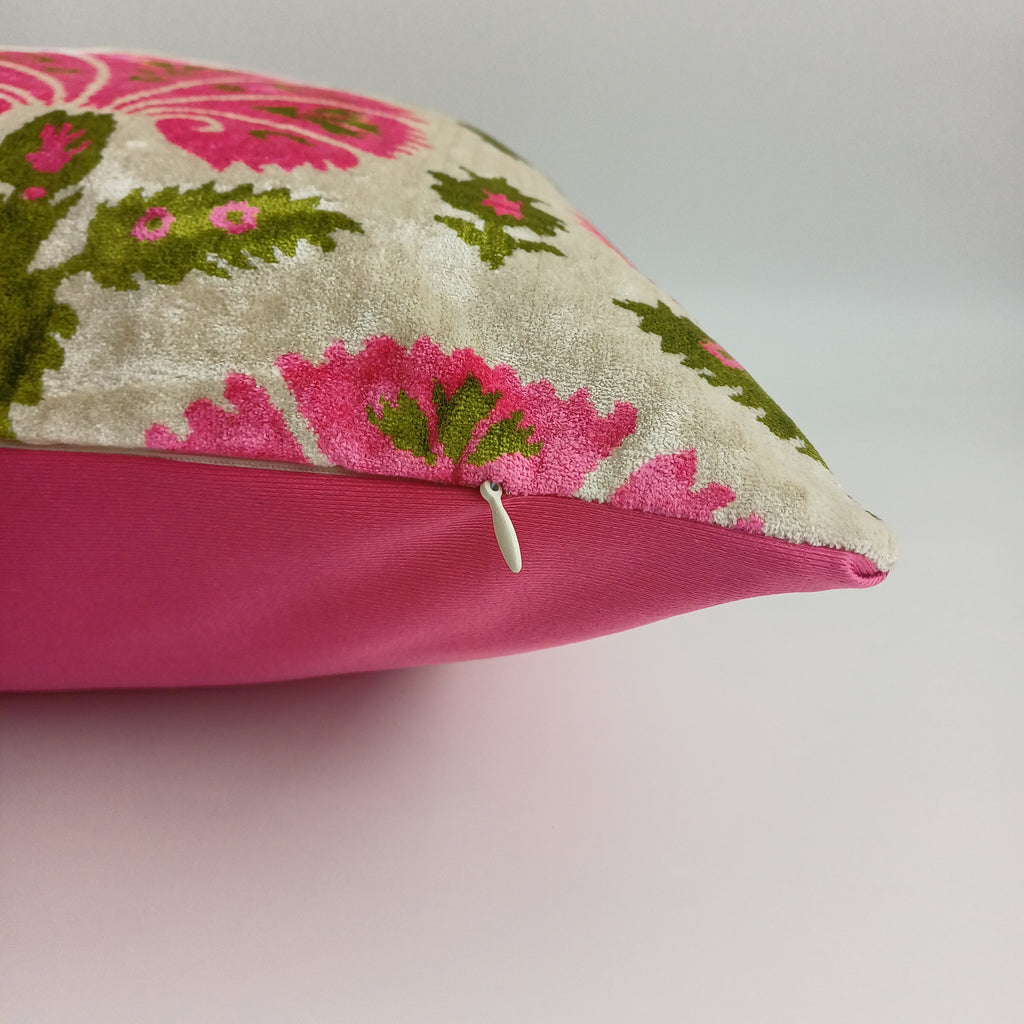 Pink Carnations Velvet Cushion Cover 20''x20'' / 50x50 CM