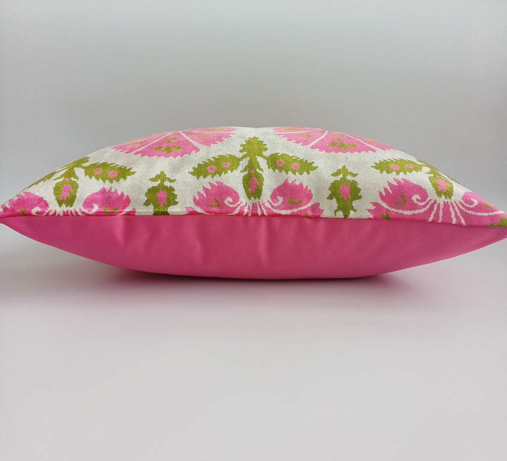 Pink Carnations Velvet Cushion Cover 20''x20'' / 50x50 CM