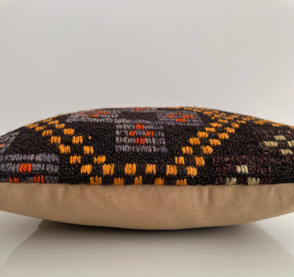 Handmade Multicoloured Turkish Rug Cushion 16''x16'' / 40x40 CM