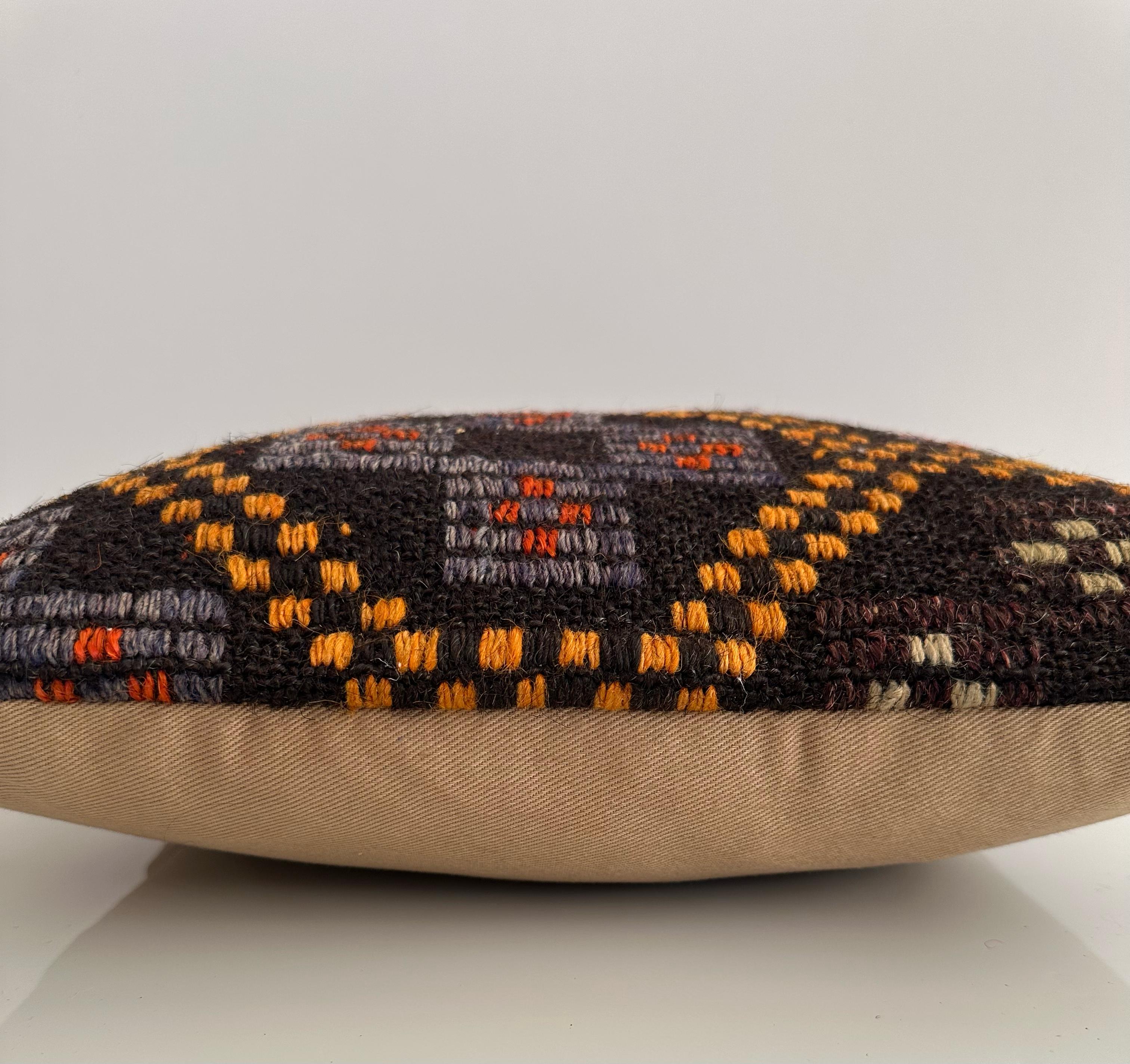 Handmade Multicoloured Turkish Rug Cushion 16''x16'' / 40x40 CM