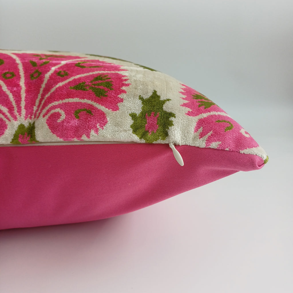 Pink Carnations Velvet Cushion Cover 20''x20'' / 50x50 CM