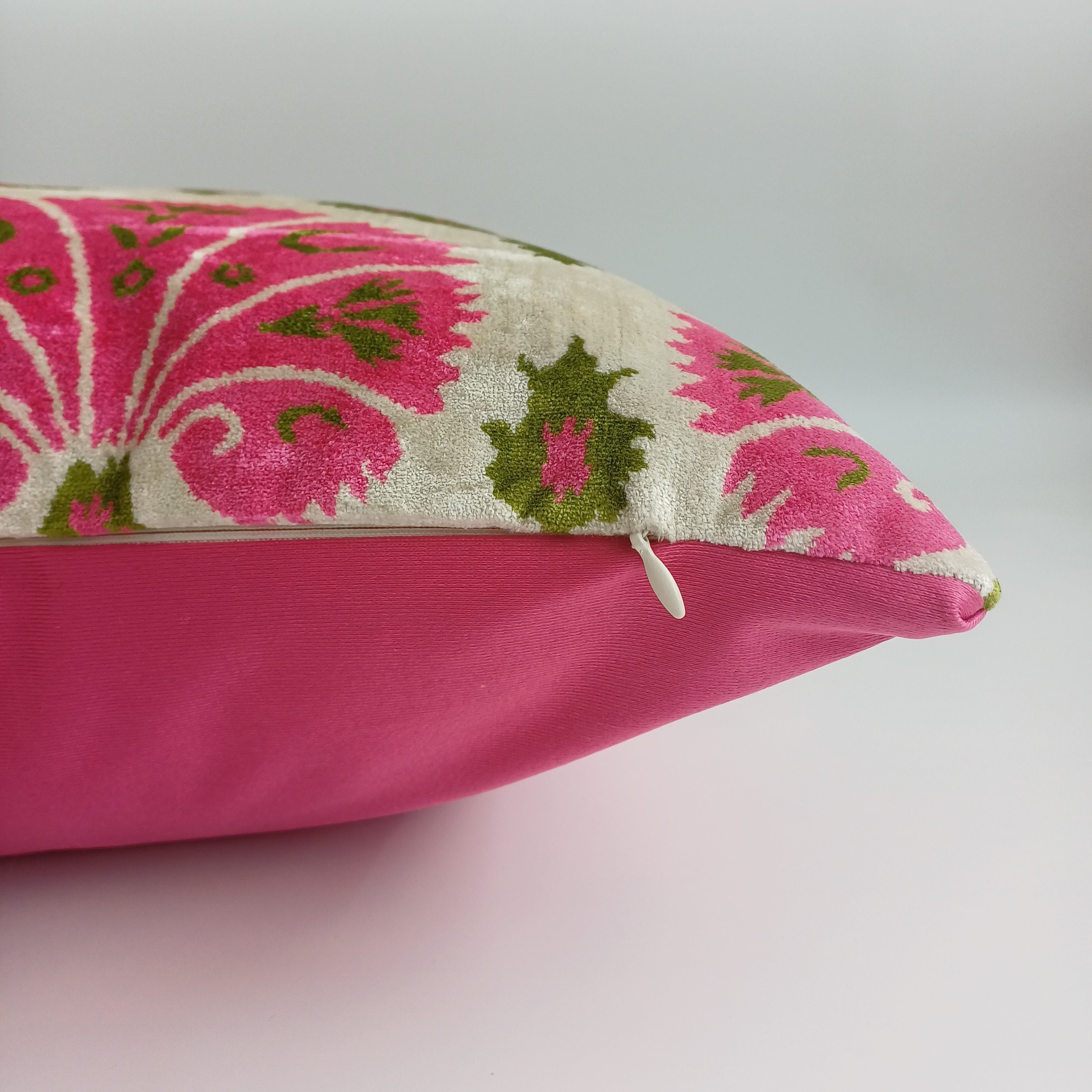 Pink Carnations Velvet Cushion Cover 20''x20'' / 50x50 CM