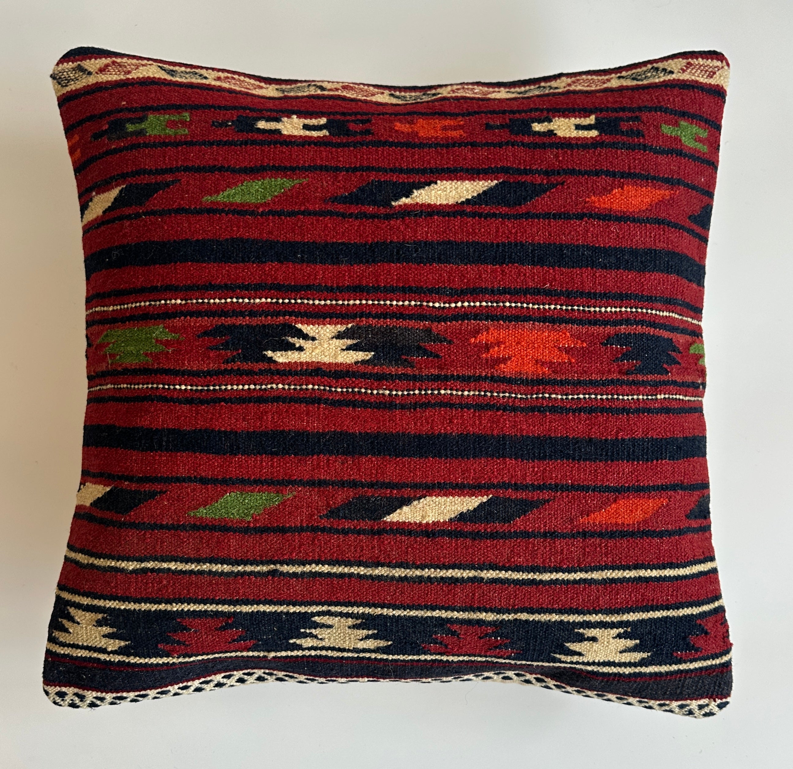 Handmade Multicoloured Turkish Cushion Cover 16''x16'' / 41x41 CM