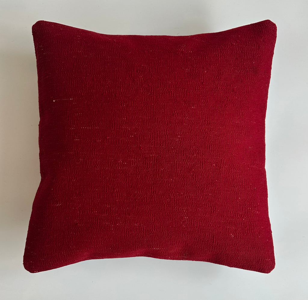 Textured Red Turkish Rug Cushion Cover 16''x16'' / 40x40 CM