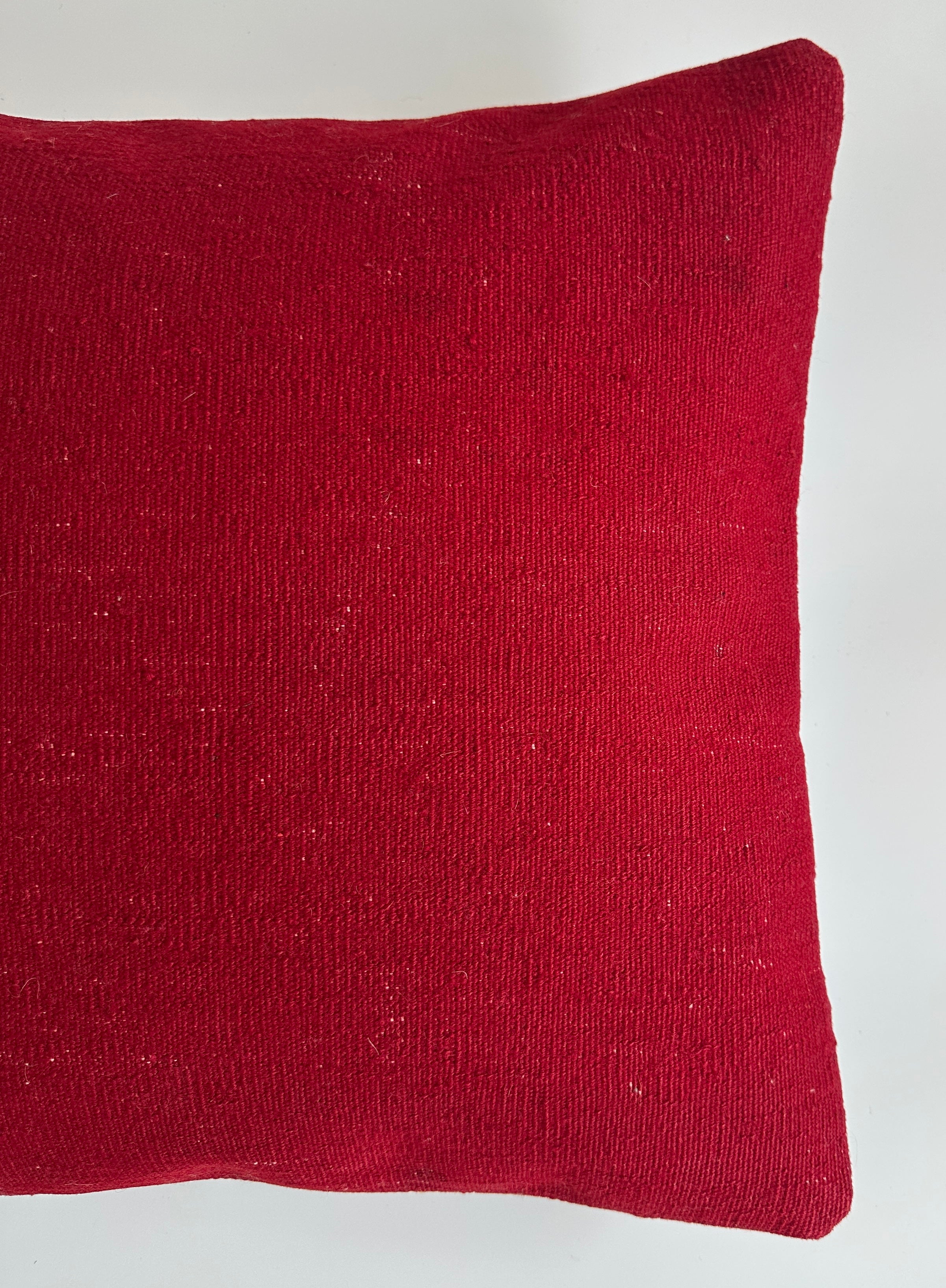 Textured Red Turkish Rug Cushion Cover 16''x16'' / 40x40 CM