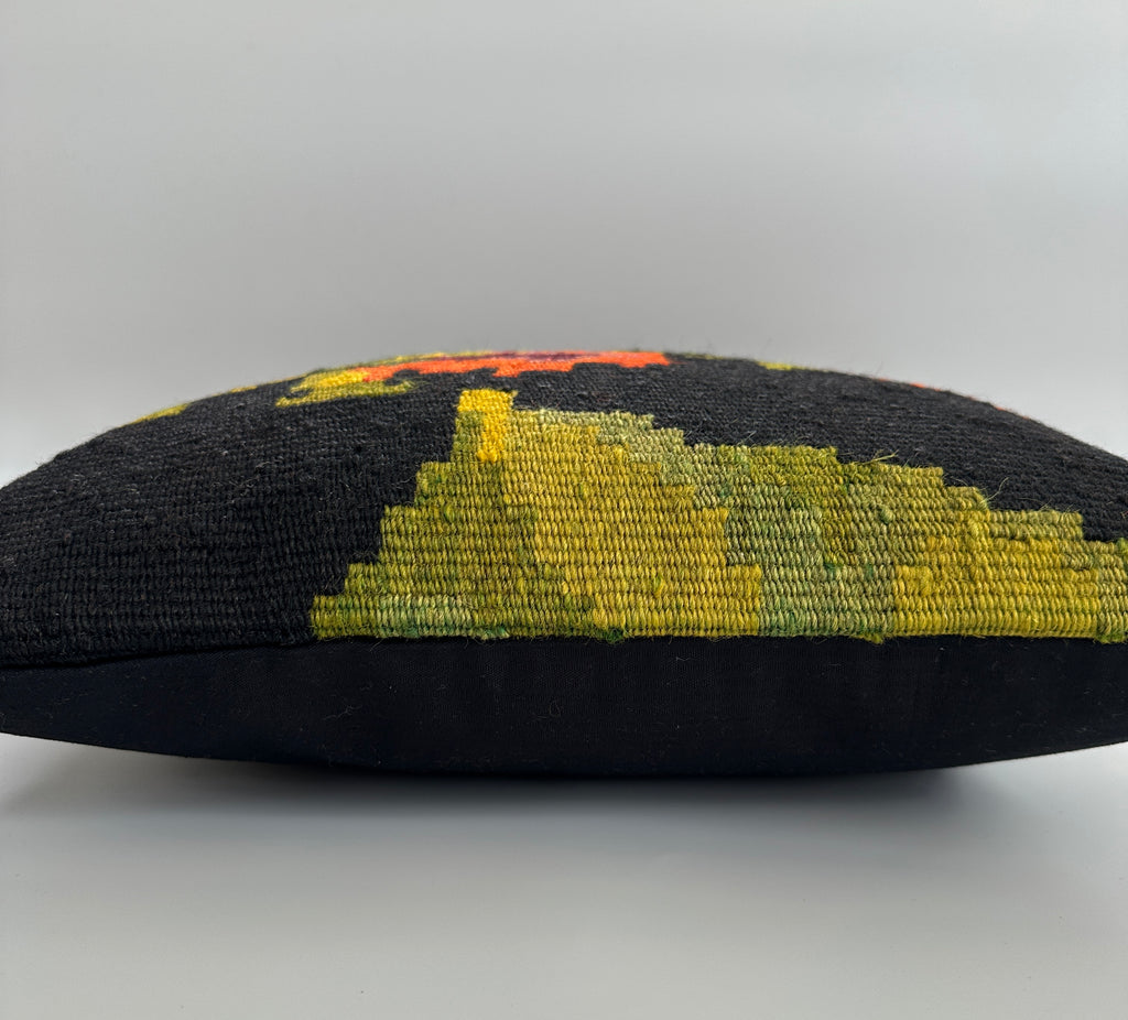 Handmade Floral Turkish Rug Cushion Cover 16''x16'' / 40x40 CM