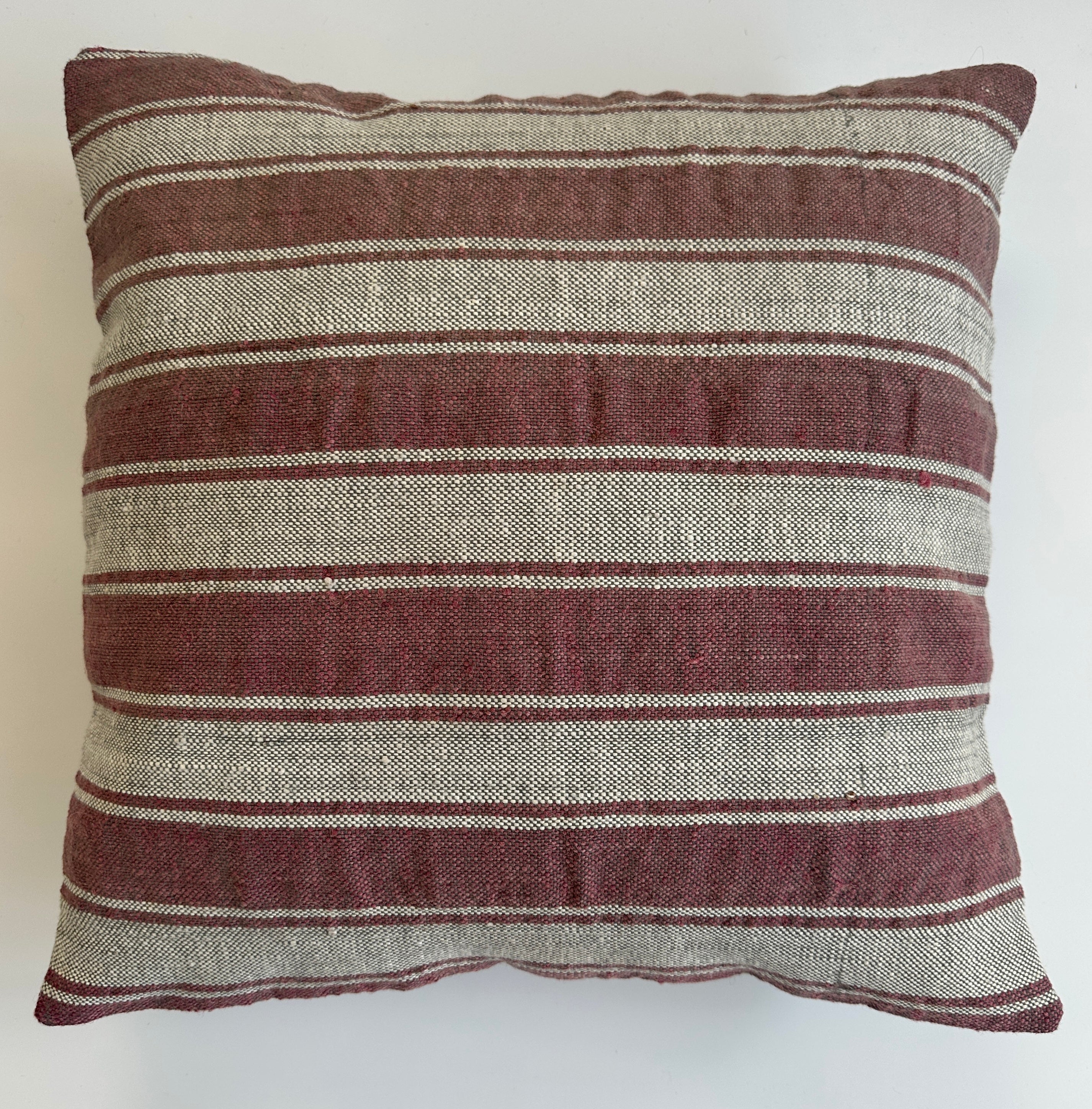 Handmade Striped Brown Cushion Cover 16''x16'' / 41x40 CM