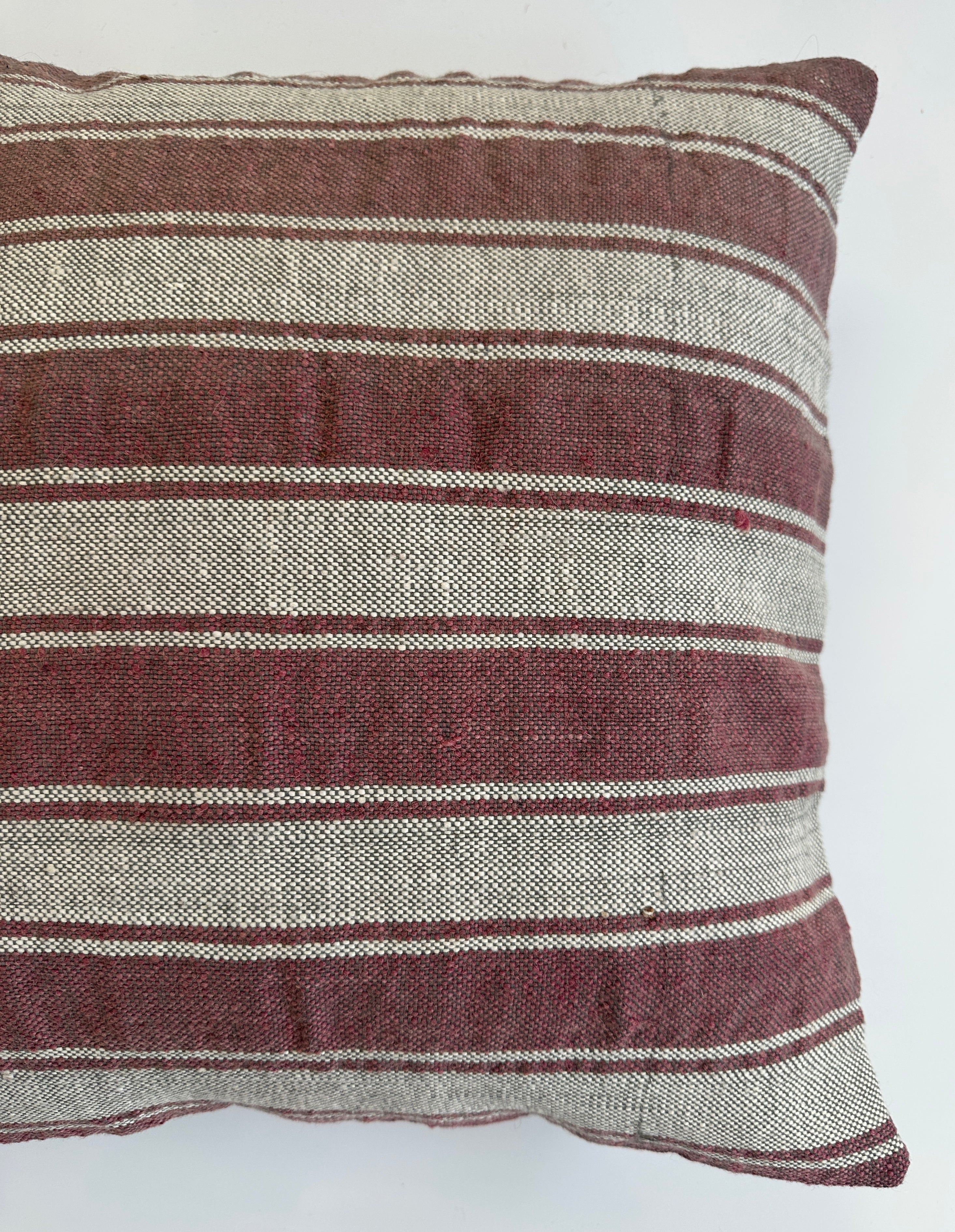 Handmade Striped Brown Cushion Cover 16''x16'' / 41x40 CM