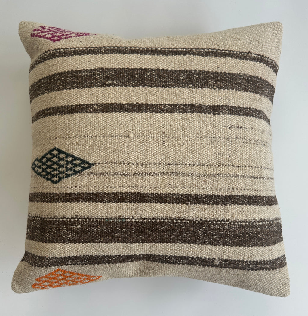 Handmade Multicolour Turkish Rug Cushion Cover 18''x18'' / 45x44 CM