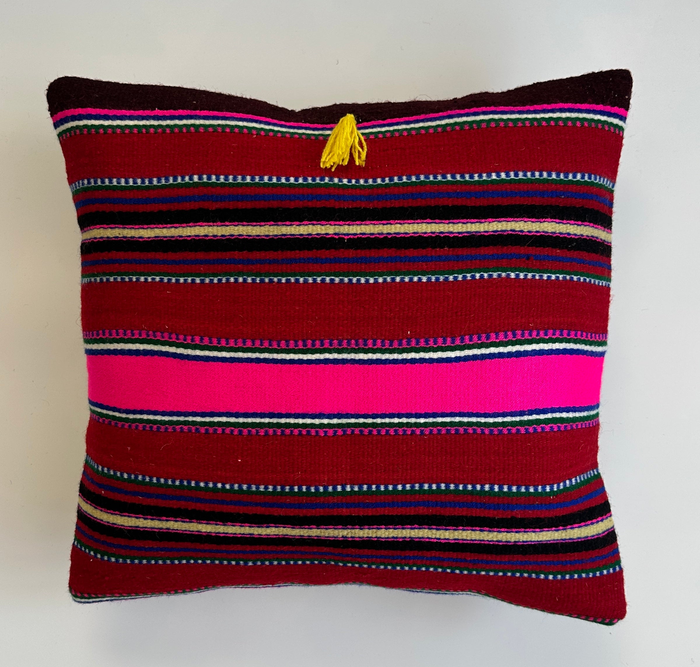 Handmade Multicoloured Striped Cushion Cover 16''x16'' / 41x39 CM