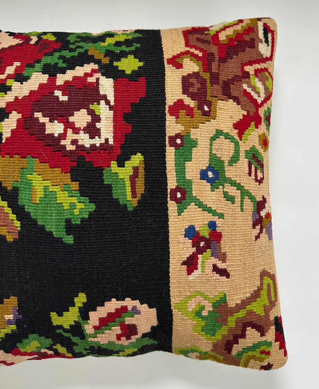 Floral Handmade Turkish Rug Cushion Cover 16''x16'' / 42x40 CM