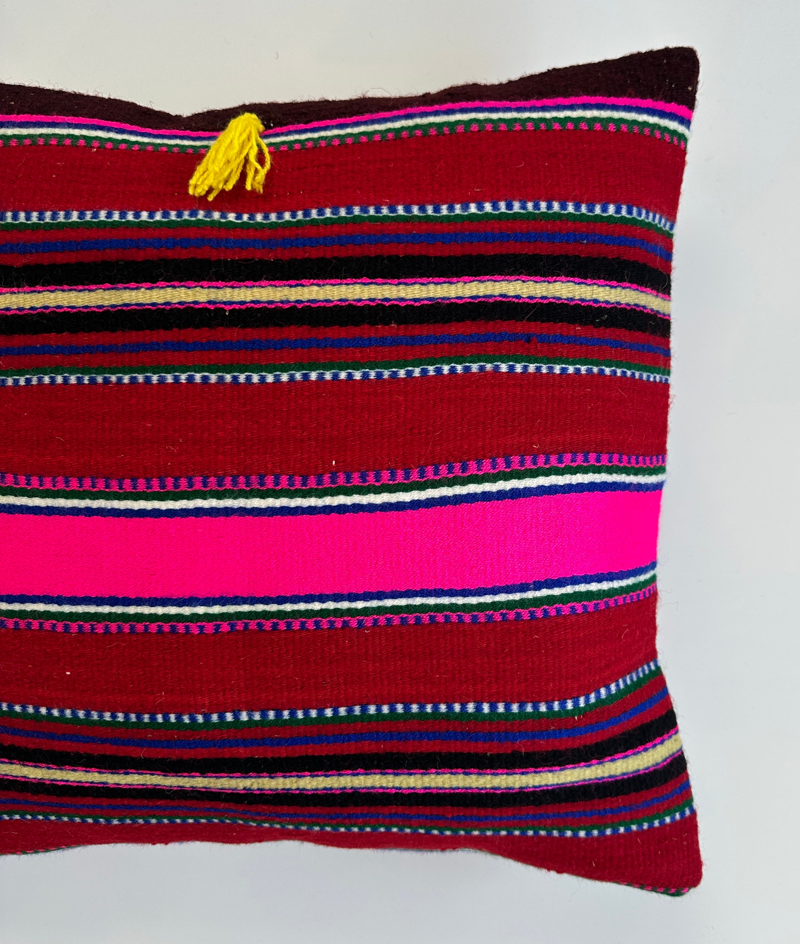 Handmade Multicoloured Striped Cushion Cover 16''x16'' / 41x39 CM