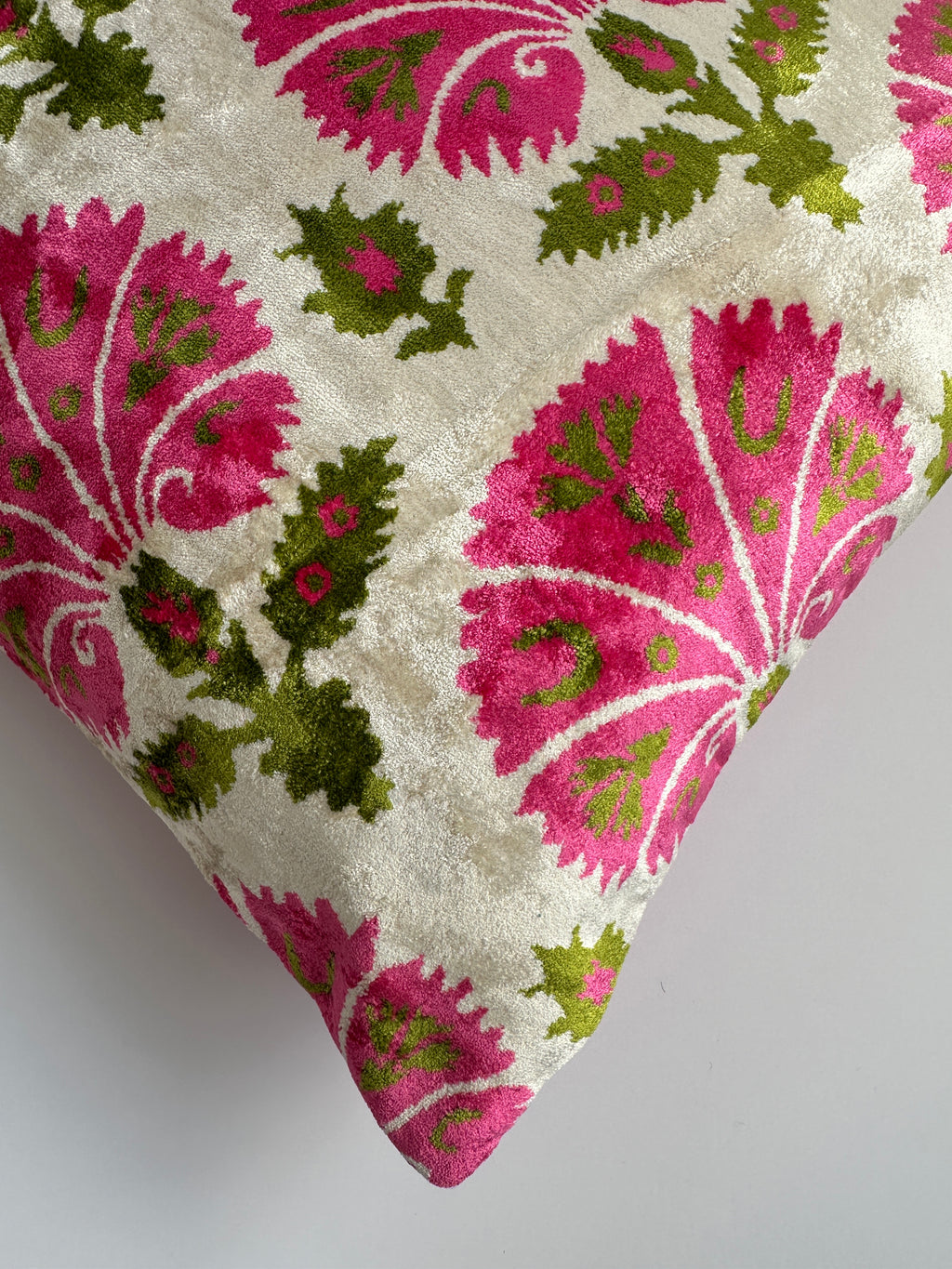 Pink Carnations Velvet Cushion Cover 16''x16'' / 40x40 CM
