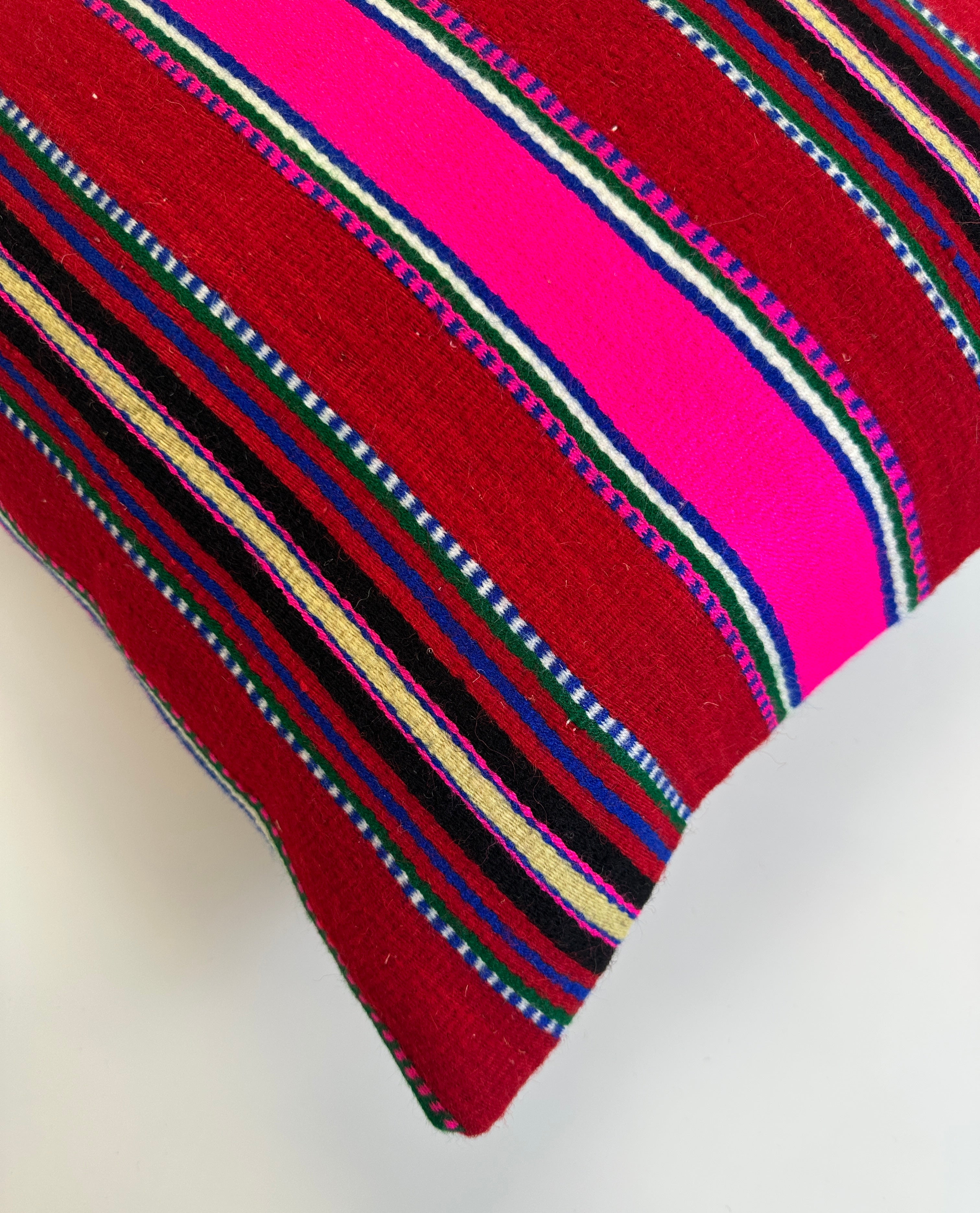Handmade Multicoloured Striped Cushion Cover 16''x16'' / 41x39 CM